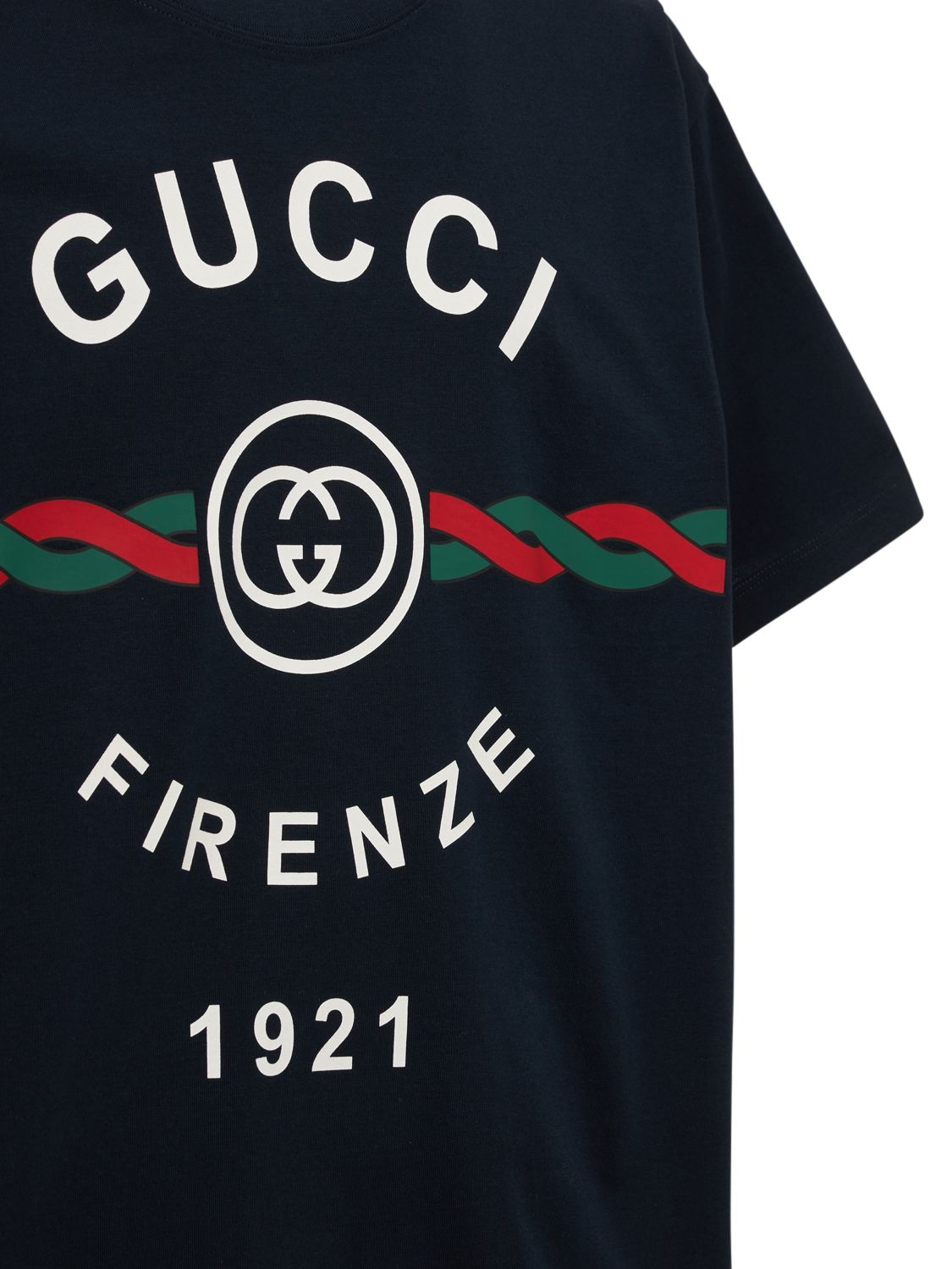 Shop Gucci Oversize Cotton Jersey T-shirt In Navy
