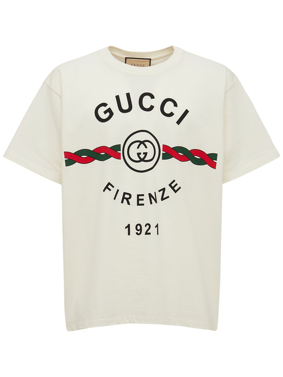 Shop Gucci Oversize Cotton Jersey T-shirt In White