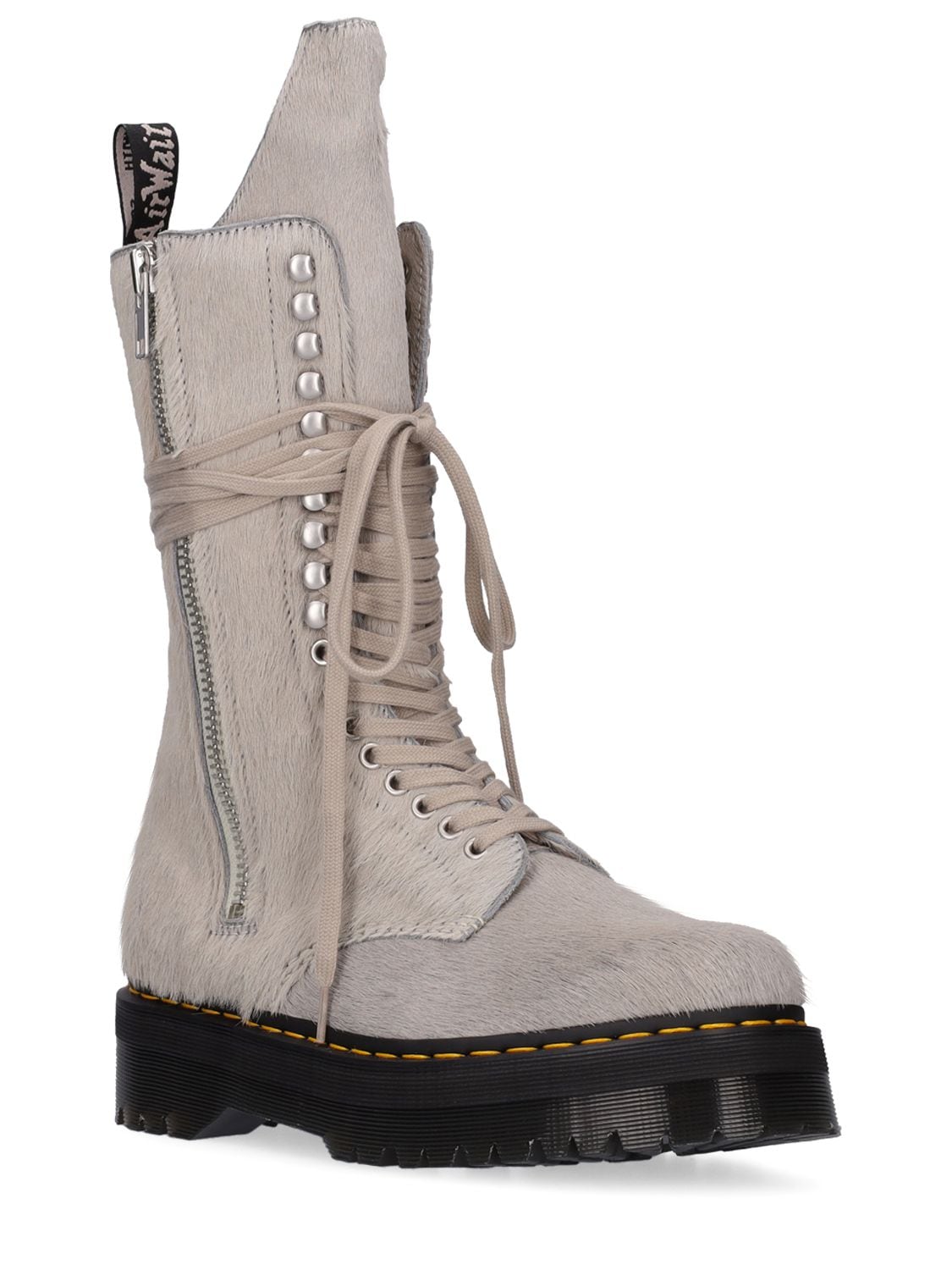 Dr. Martens Quad Sole Calf Length Boots In White