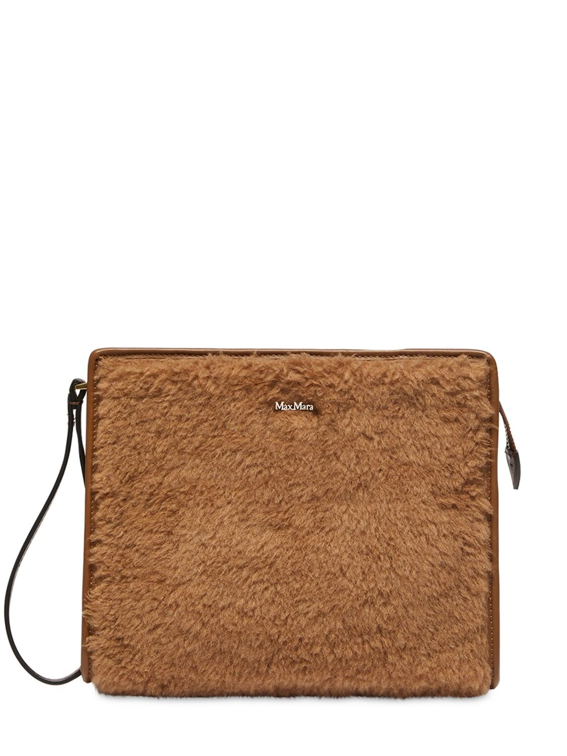 Camel Nubuck Stripe Clutch – maeree