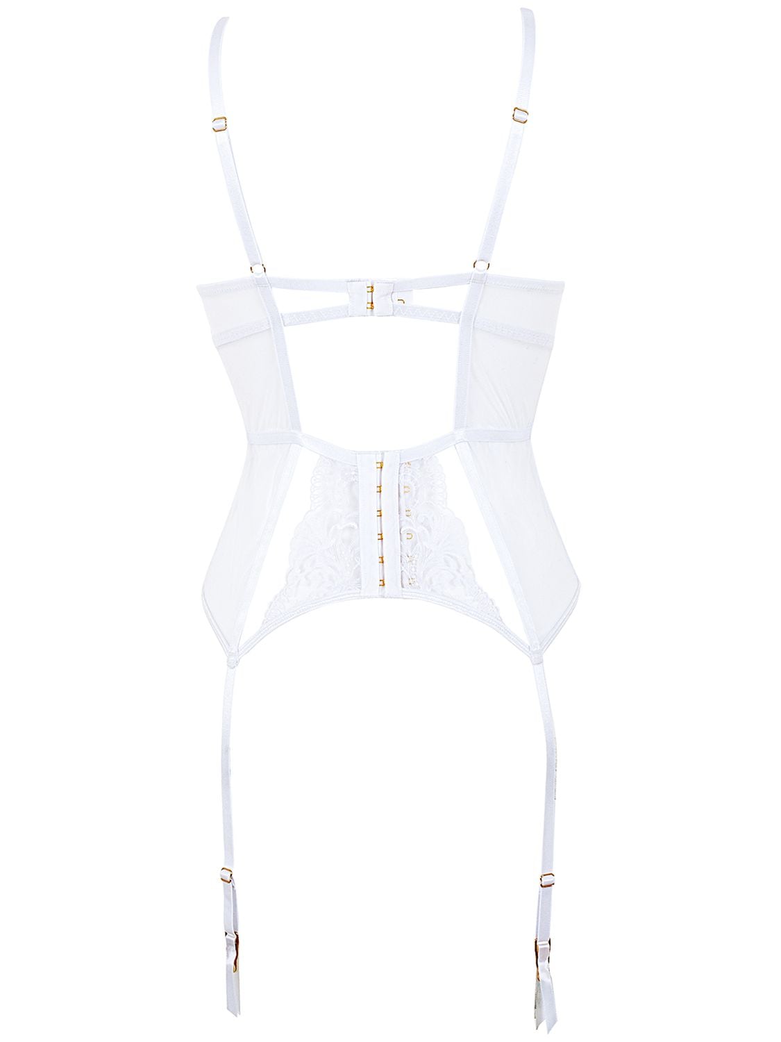 Bluebella Marseille Lace & Mesh Basque Bodysuit In White