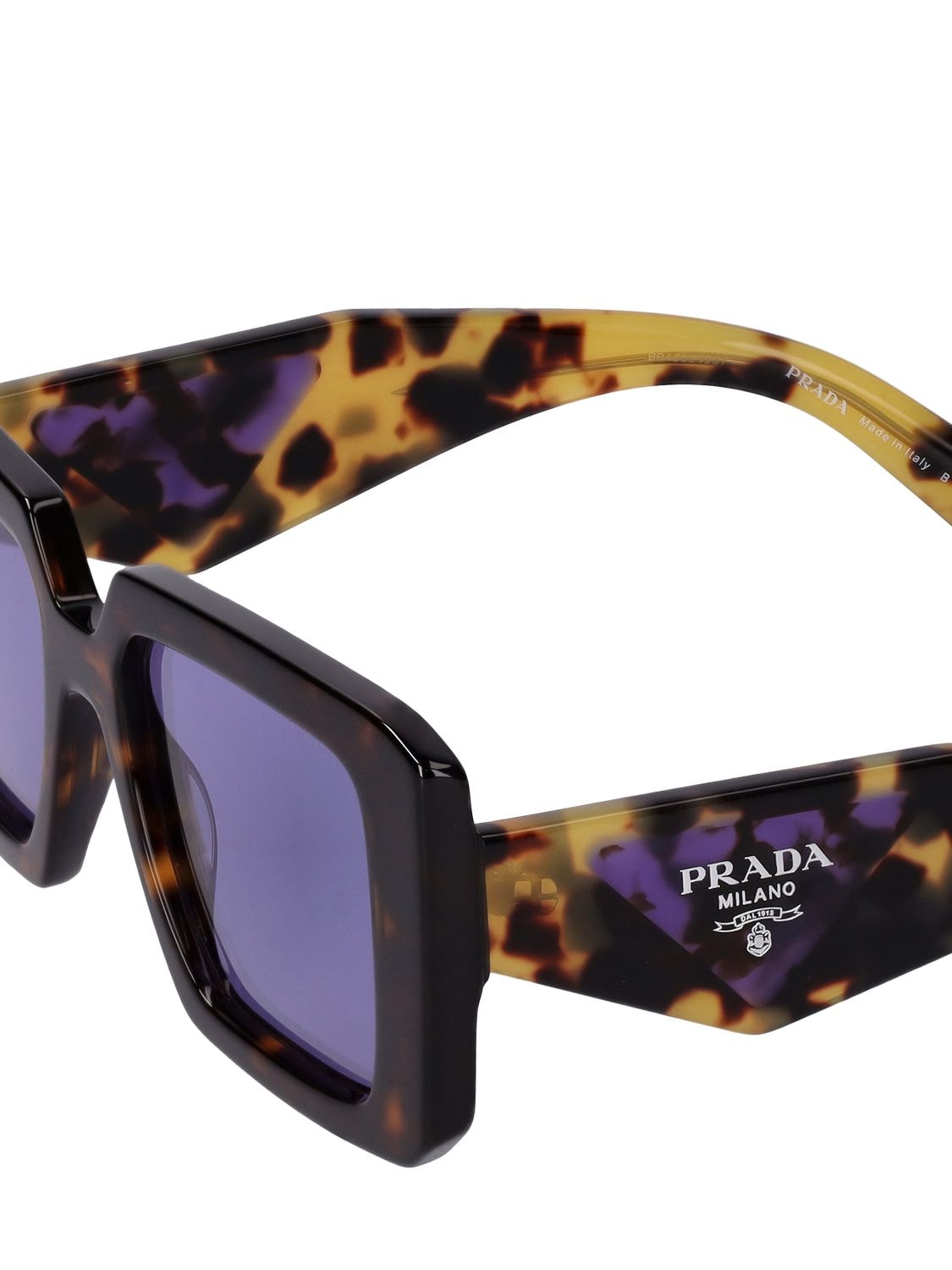 Shop Prada Symbole Squared Acetate Sunglasses In Havana,brown