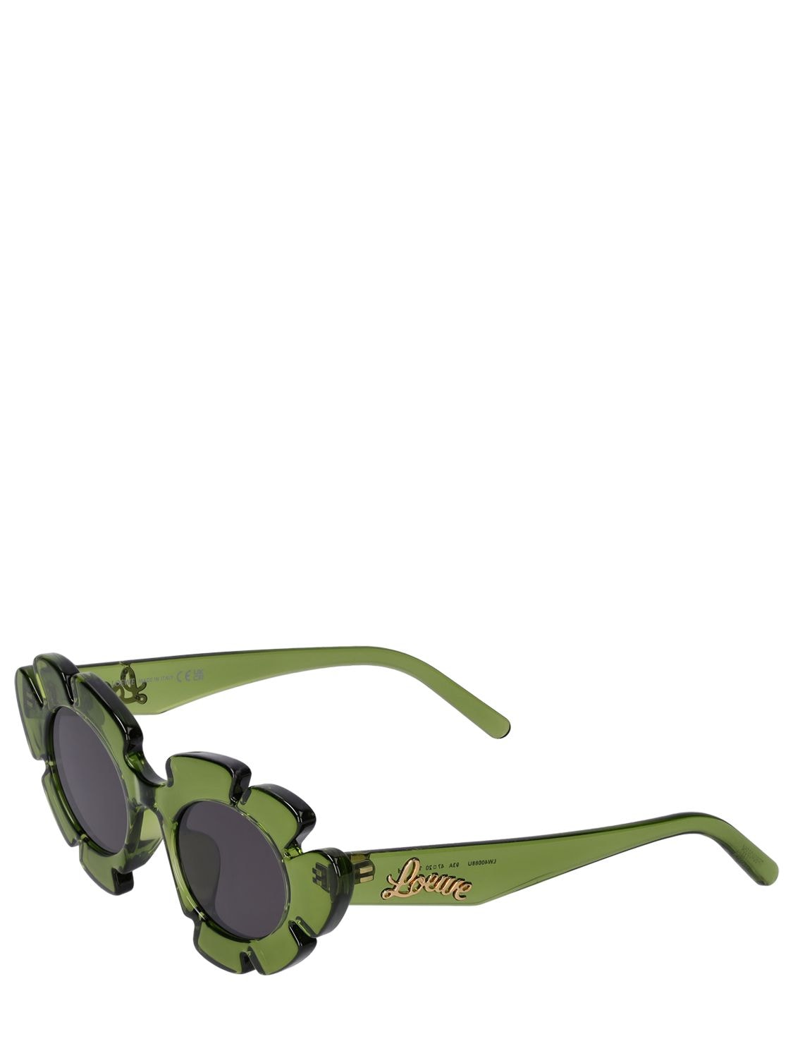 Shop Loewe Paula's Ibiza Flower Shaped Sunglasses In Green,smoke