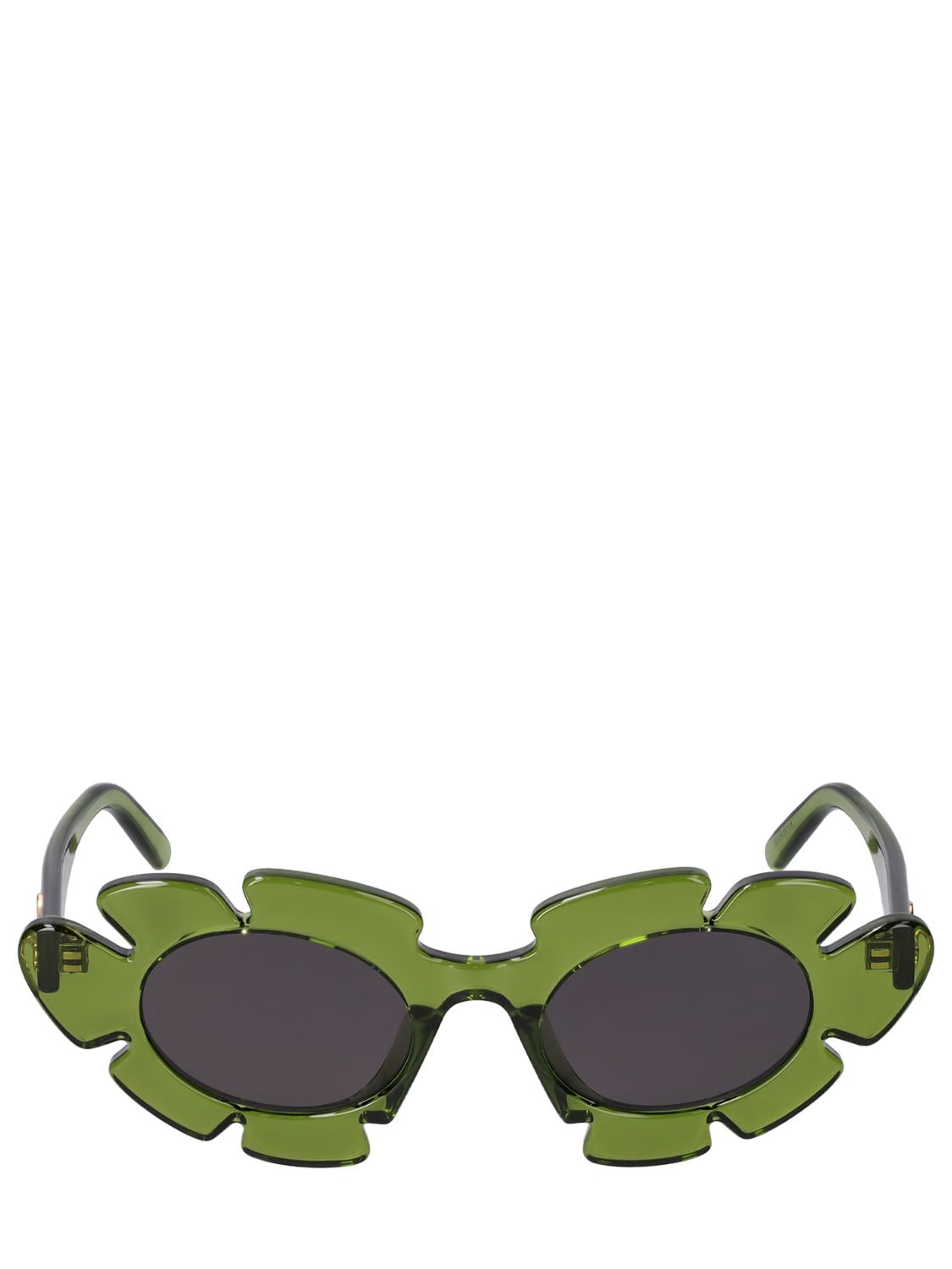 Loewe Paula's Ibiza Flower Shaped Sunglasses In Green,smoke