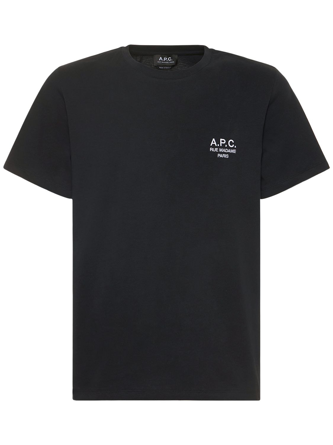Shop Apc Logo Embroidery Organic Cotton T-shirt In Black