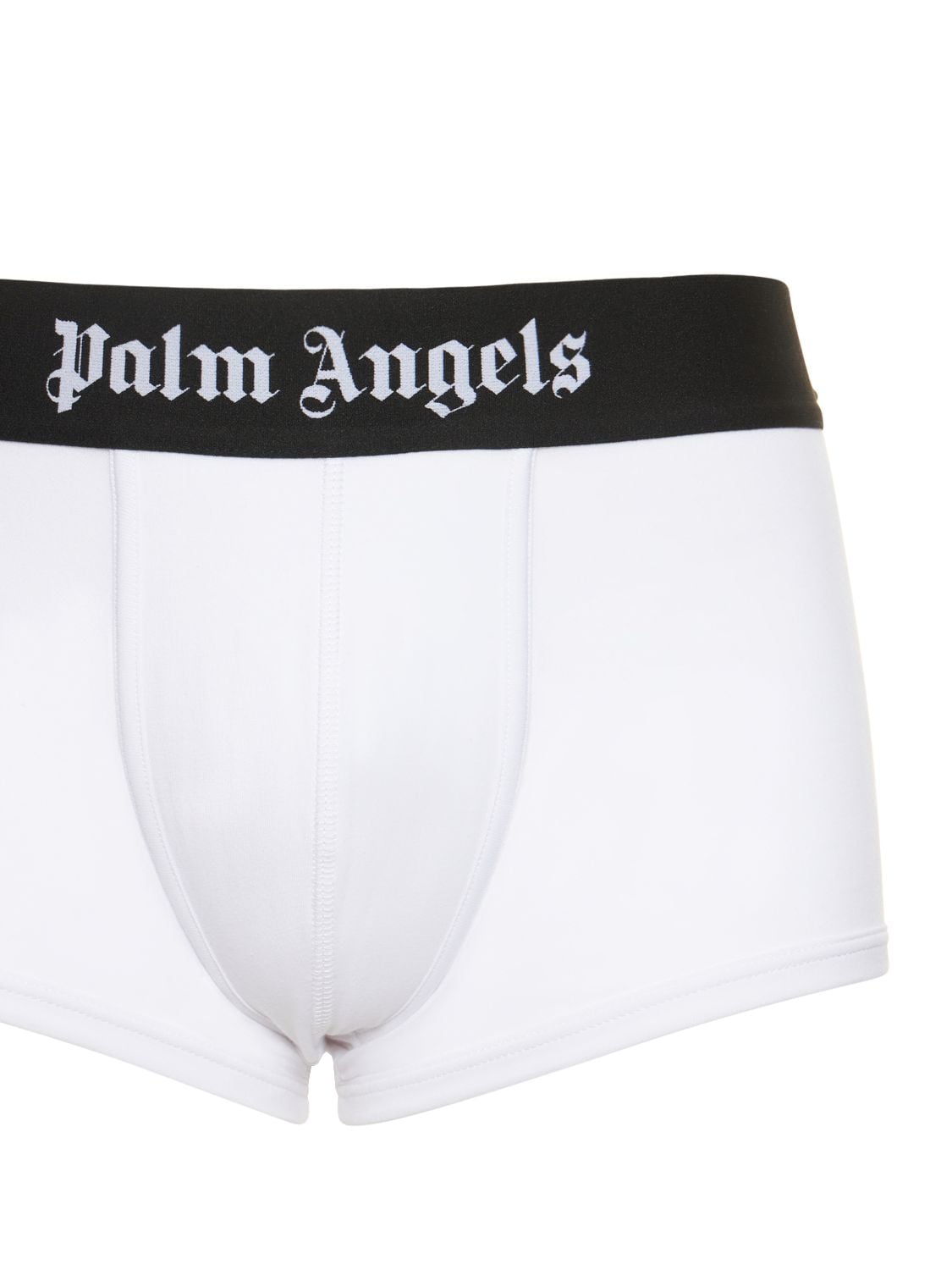 Shop Palm Angels Logo Stretch Cotton Boxer Briefs In White