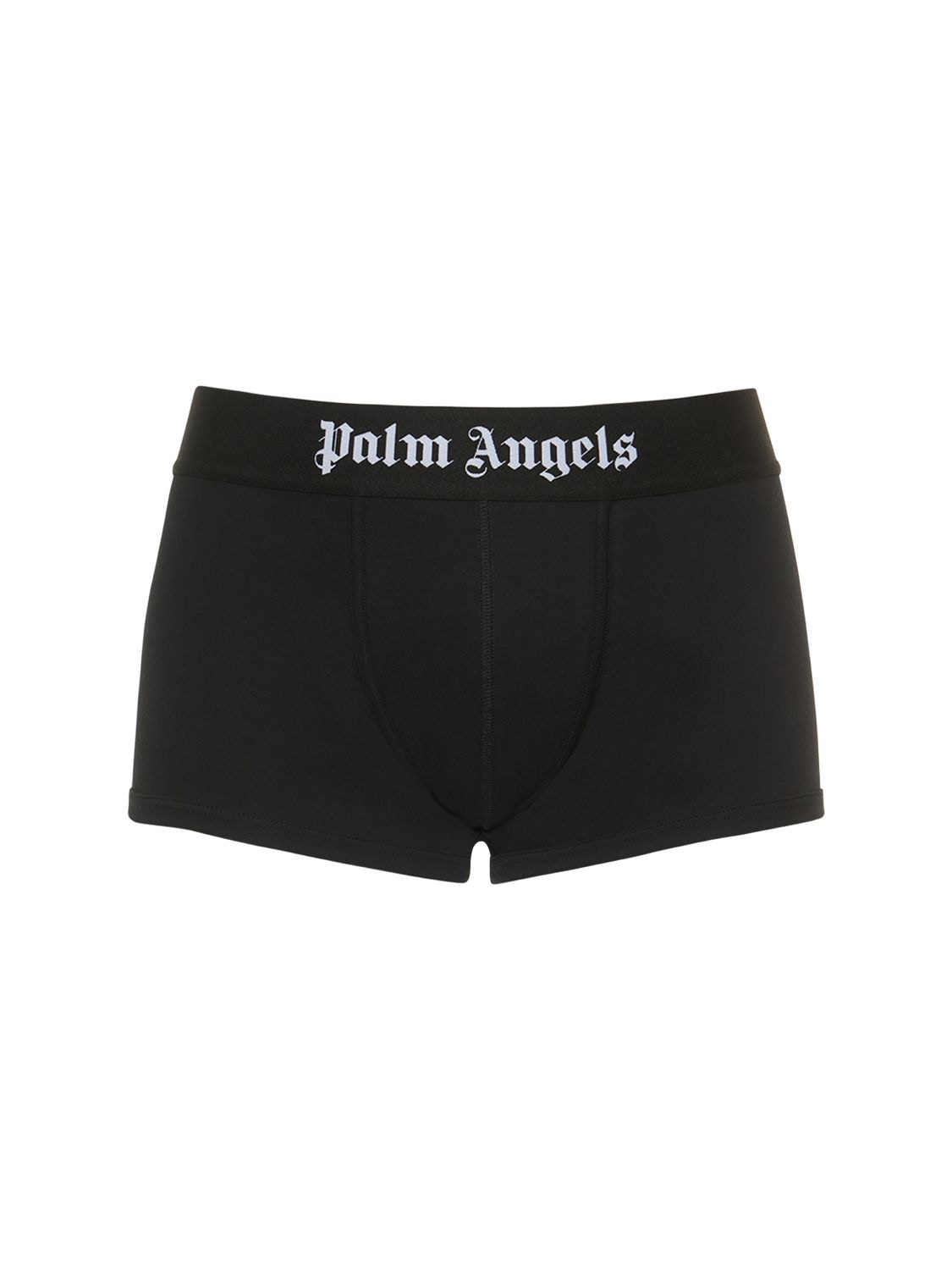 Shop Palm Angels Logo Stretch Cotton Boxer Briefs In Black