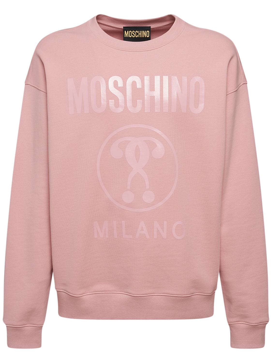 Moschino Logo Print Cotton Crewneck Sweatshirt In Pink
