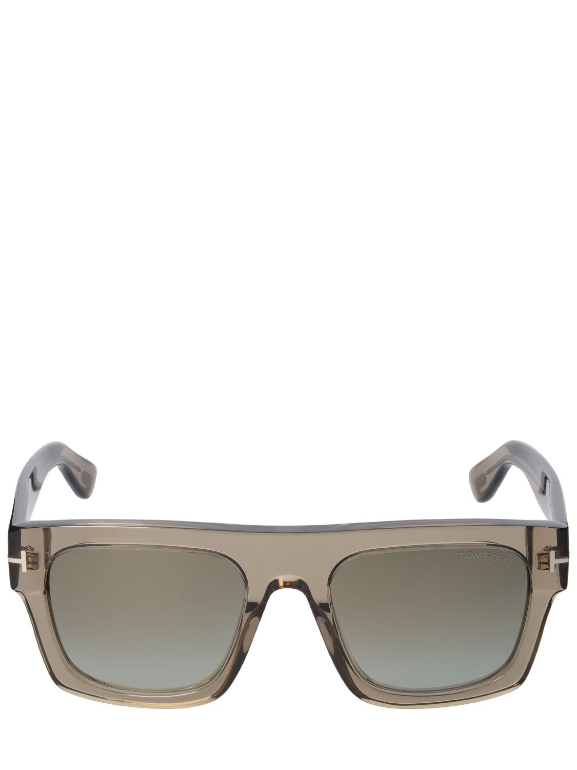 Shop Tom Ford Fausto Squared Acetate Sunglasses In Oyster,brown