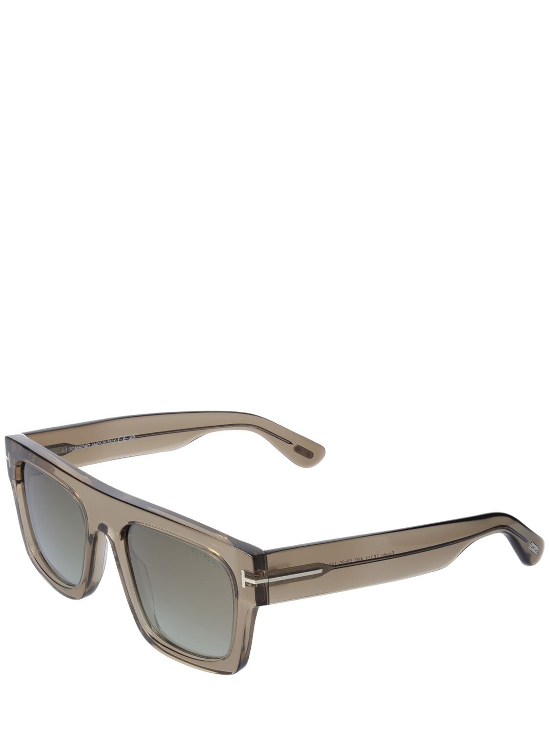 Shop Tom Ford Fausto Squared Acetate Sunglasses In Oyster,brown