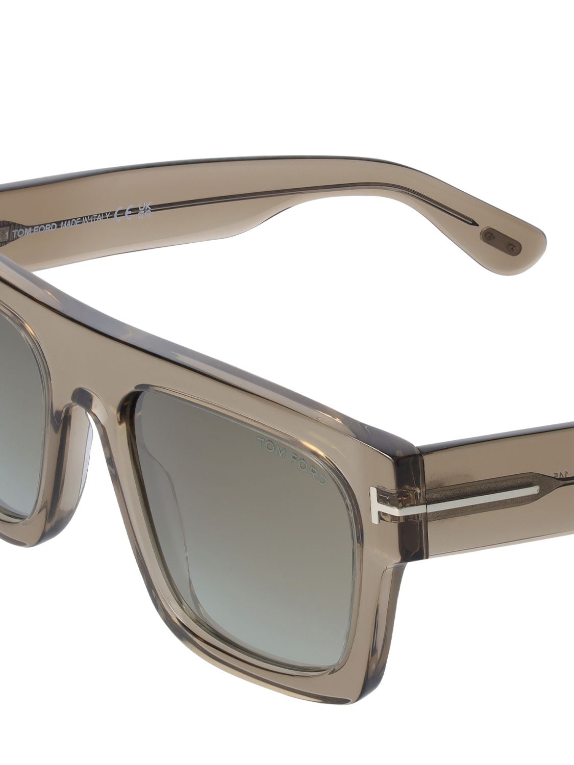 Shop Tom Ford Fausto Squared Acetate Sunglasses In Oyster,brown