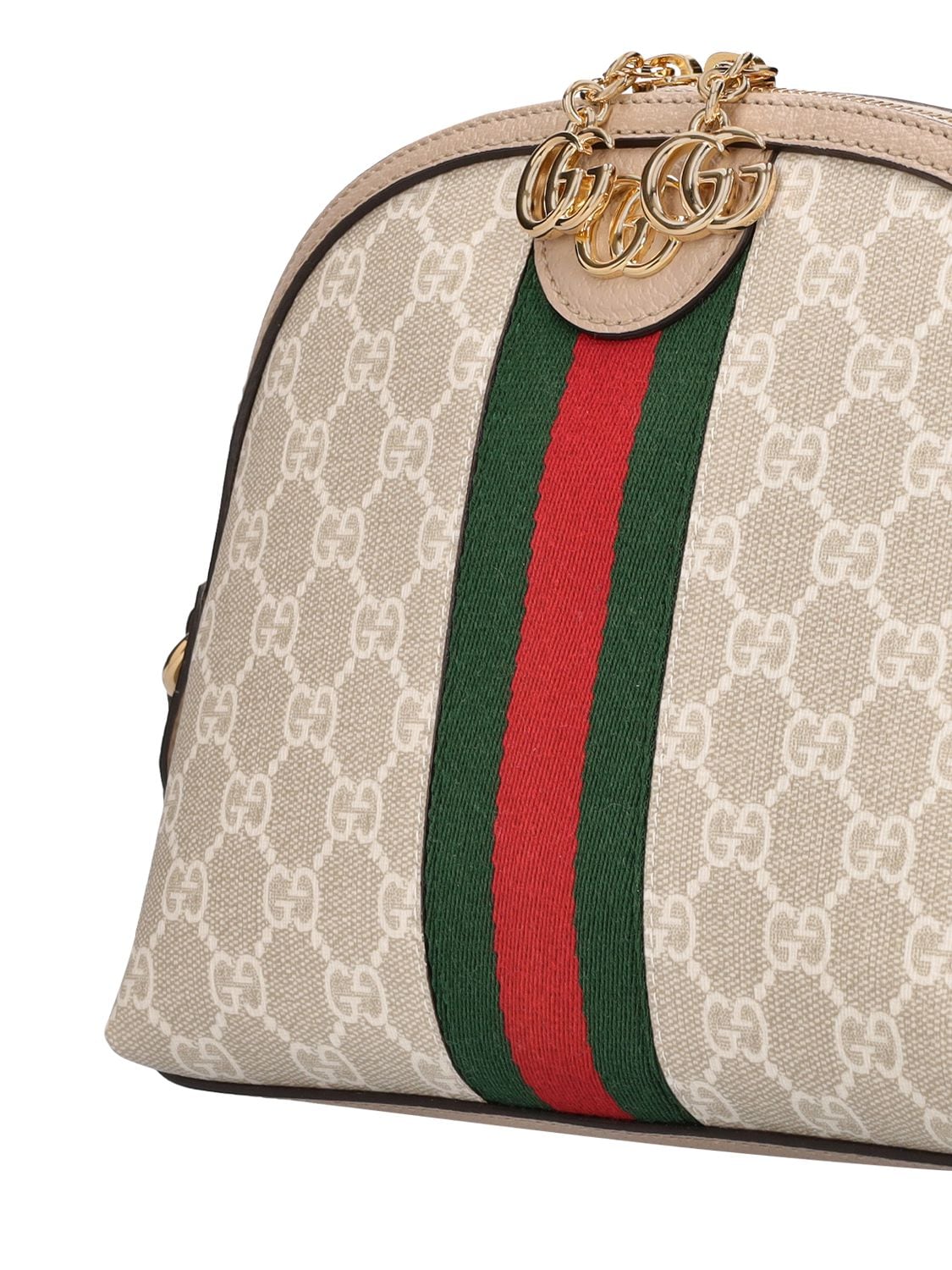 Shop Gucci Ophidia Gg Supreme Shoulder Bag In Beige