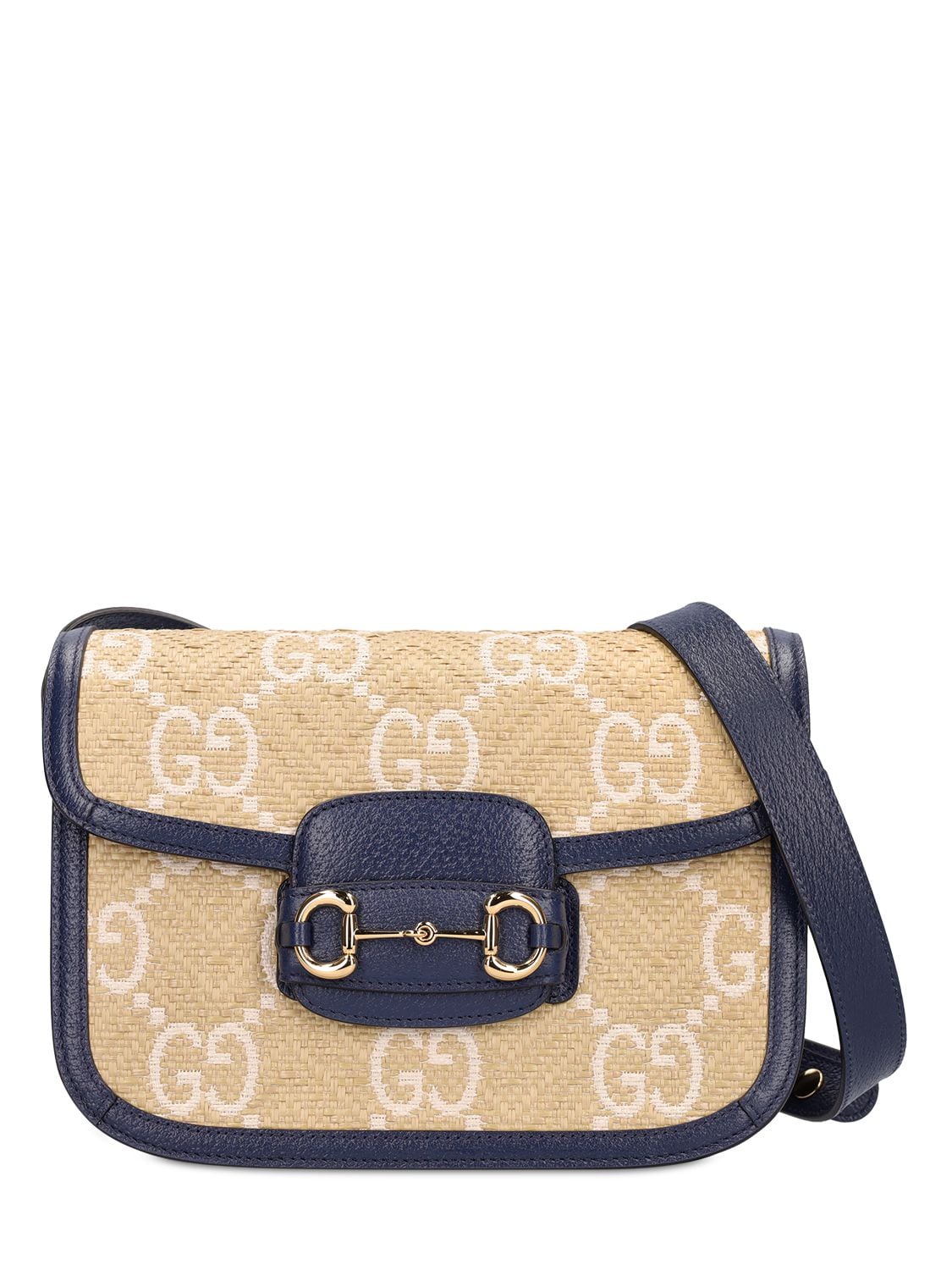 GUCCI 1955 HORSEBIT JUMBO GG RAFFIA BAG 