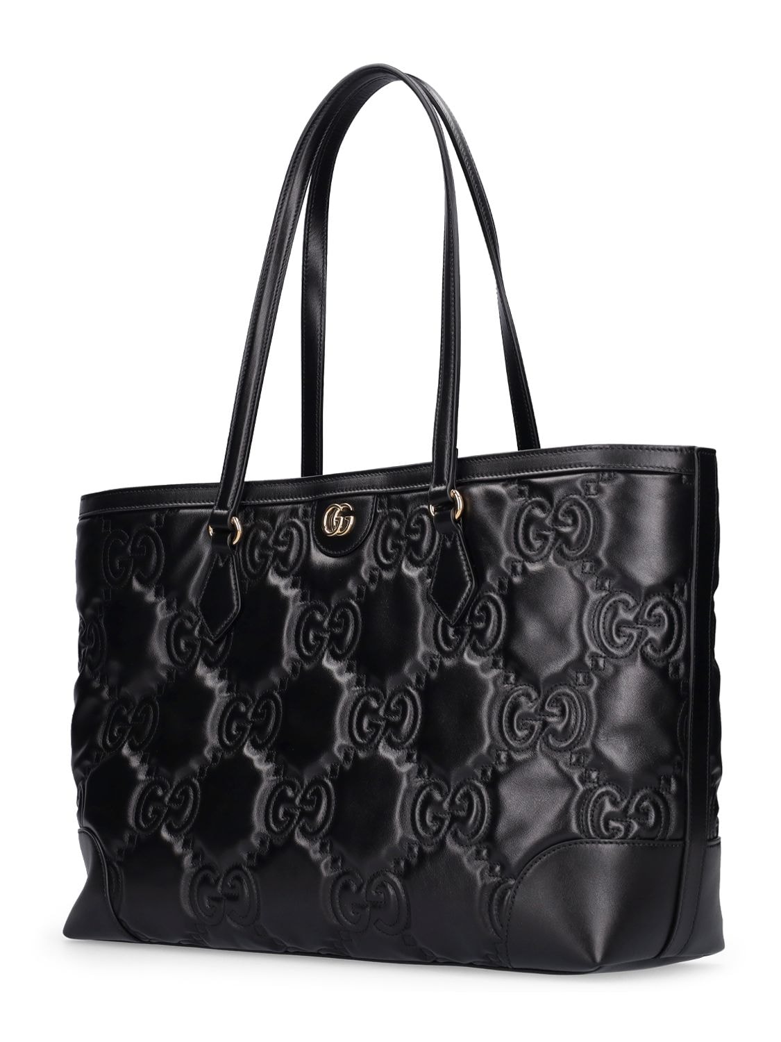 Shop Gucci Ophidia Gg Matelassé Leather Tote Bag In Black