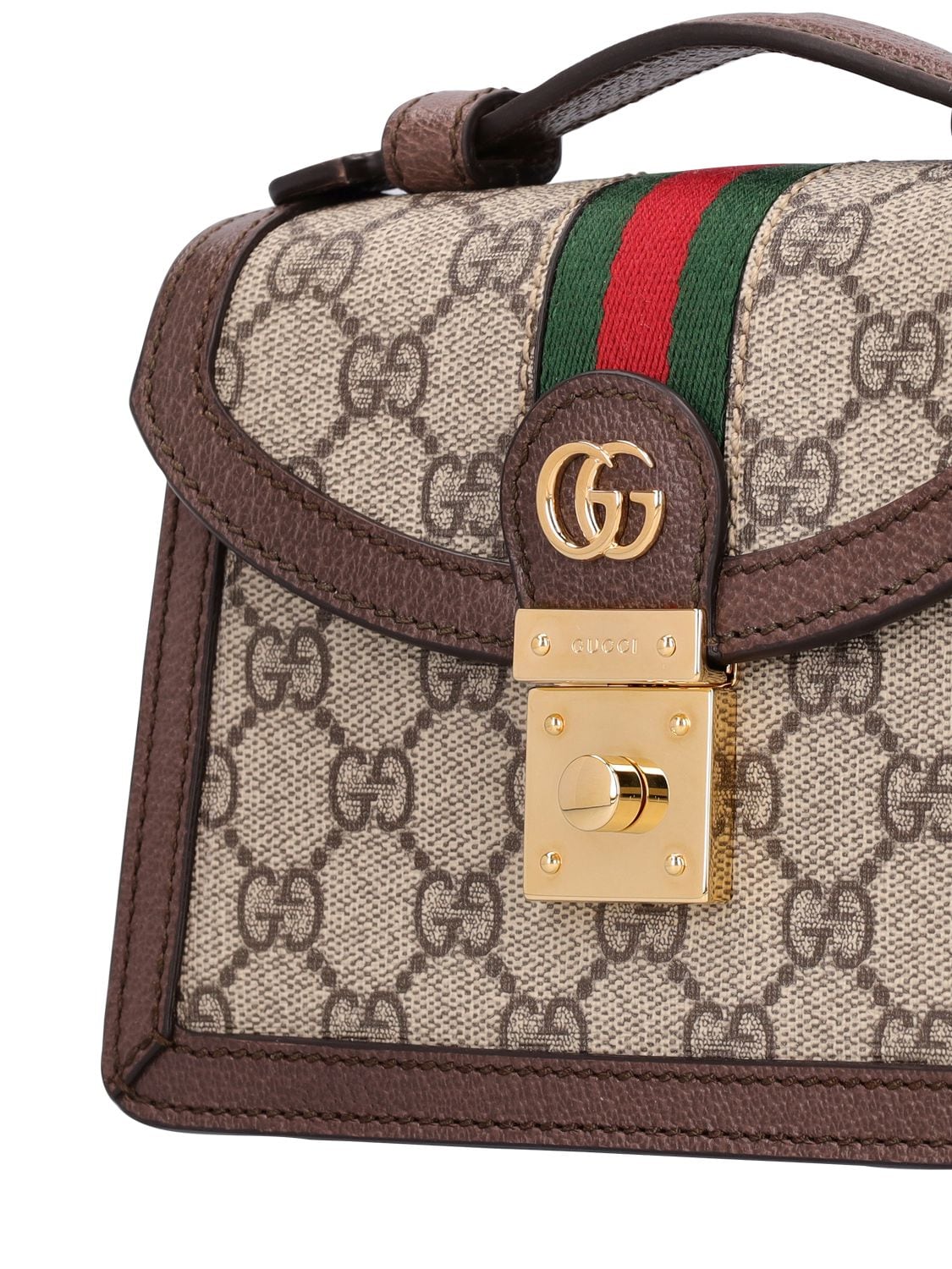 Shop Gucci Ophidia Gg Supreme Shoulder Bag In Beige Ebony