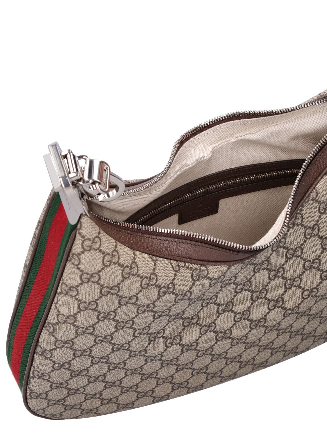 Shop Gucci Attache Gg Supreme Hobo Bag In Beige,ebony