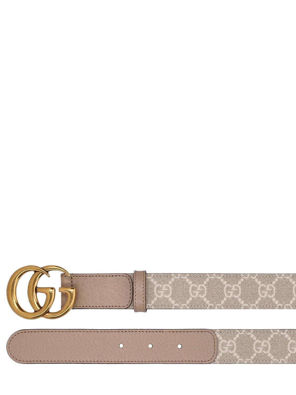 Shop Gucci 3cm Marmont Gg Supreme Canvas Belt In Beige