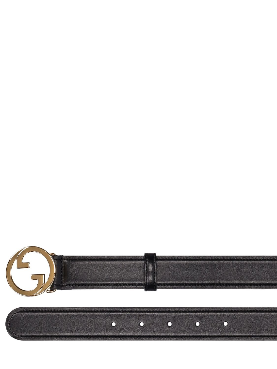 Shop Gucci 3cm New Blondie Leather Belt In Black