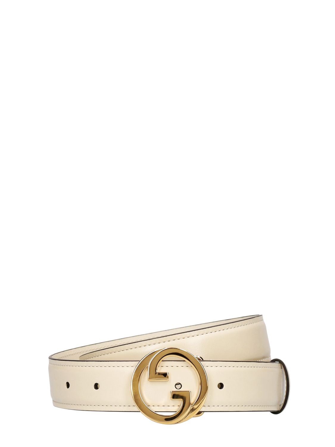 Shop Gucci 3cm New Blondie Leather Belt In White