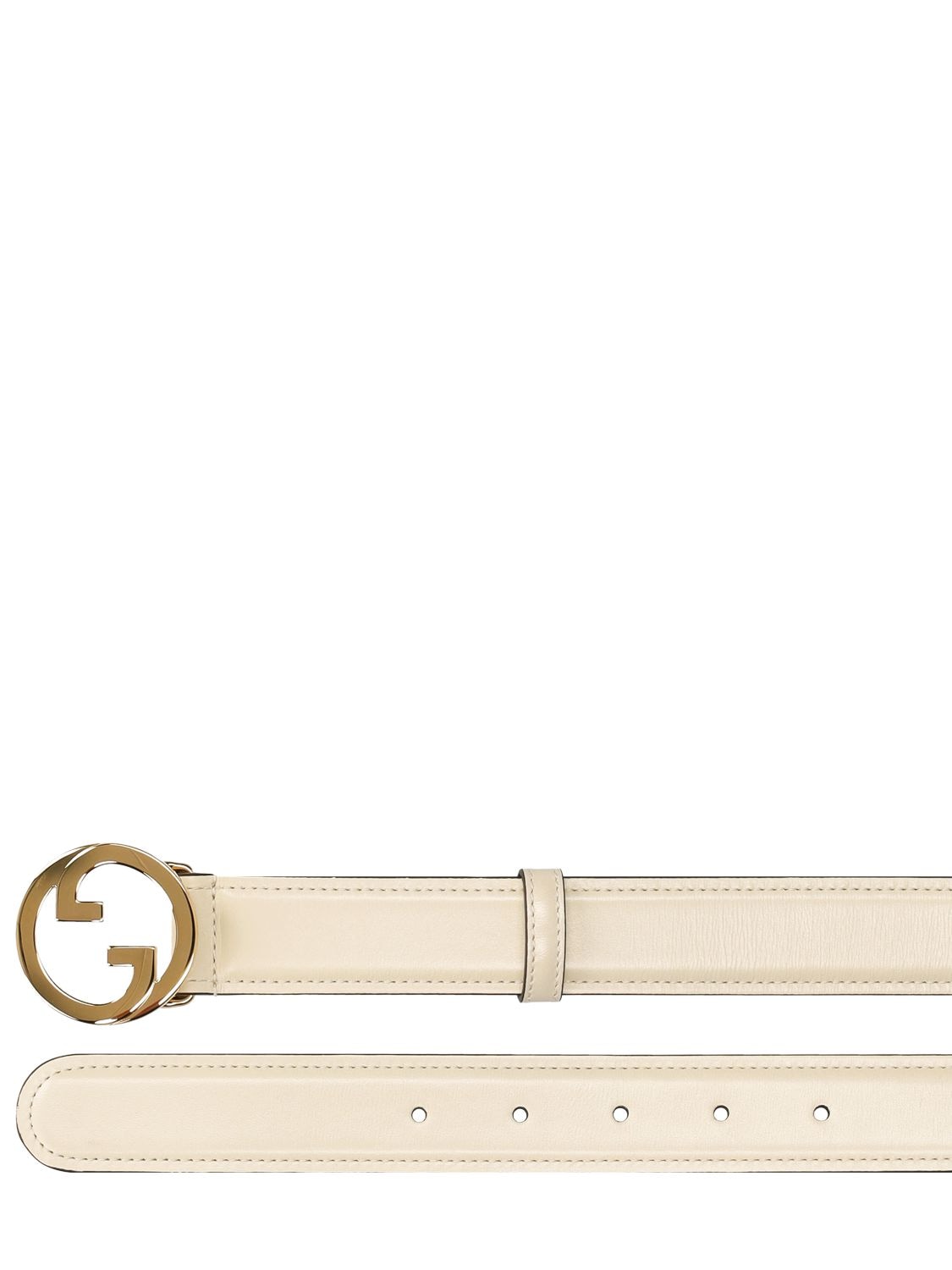 Shop Gucci 3cm New Blondie Leather Belt In White