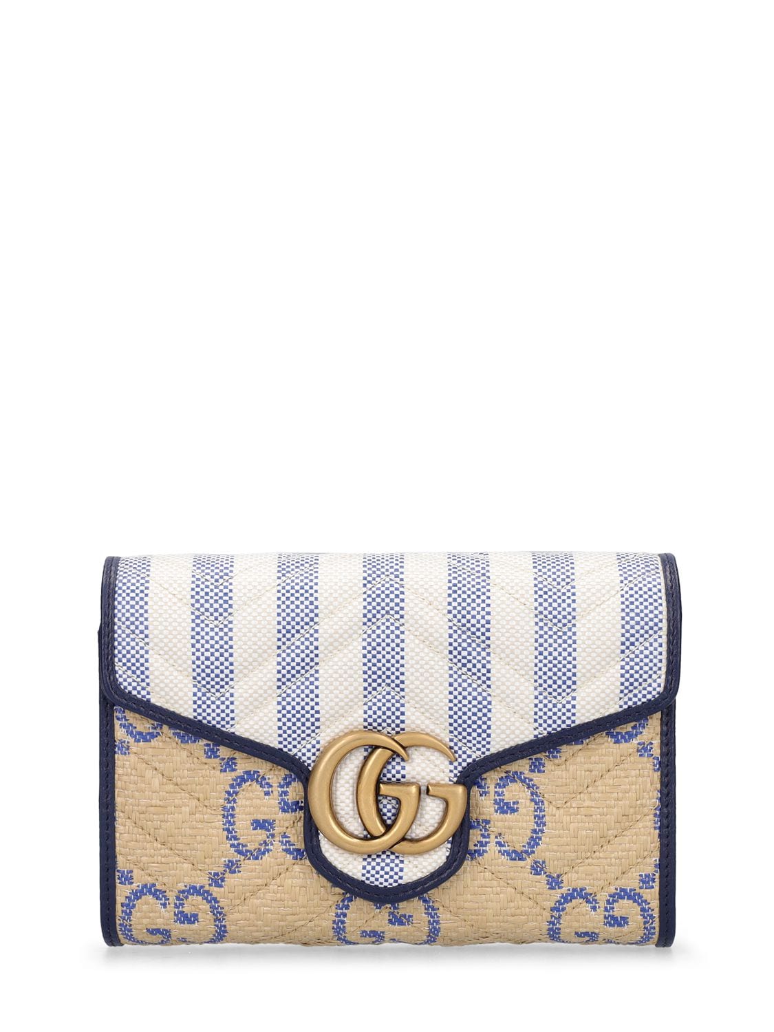 Gucci Mini Gg Marmont Raffia Wallet Bag In Off-white | ModeSens