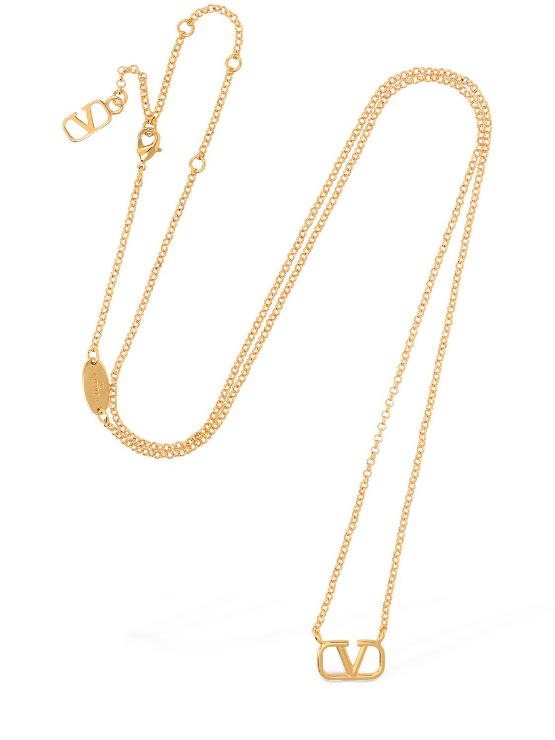 Shop Valentino V Logo Signature Long Chain Necklace In Gold