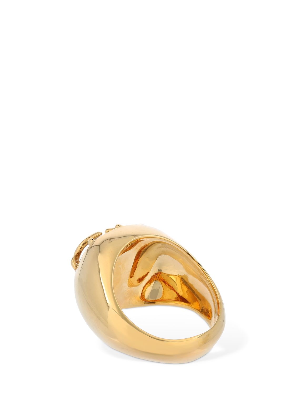Valentino Garavani Crystal V Logo Light Thick Ring In Crystal,gold