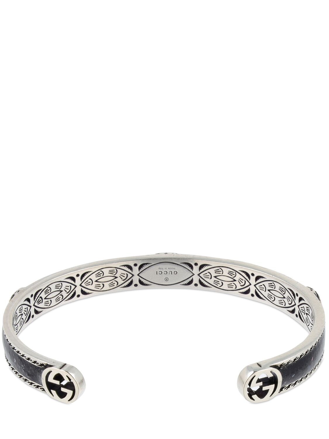 Gucci Interlocking G Cuff Bracelet In Silverblack Modesens 3915