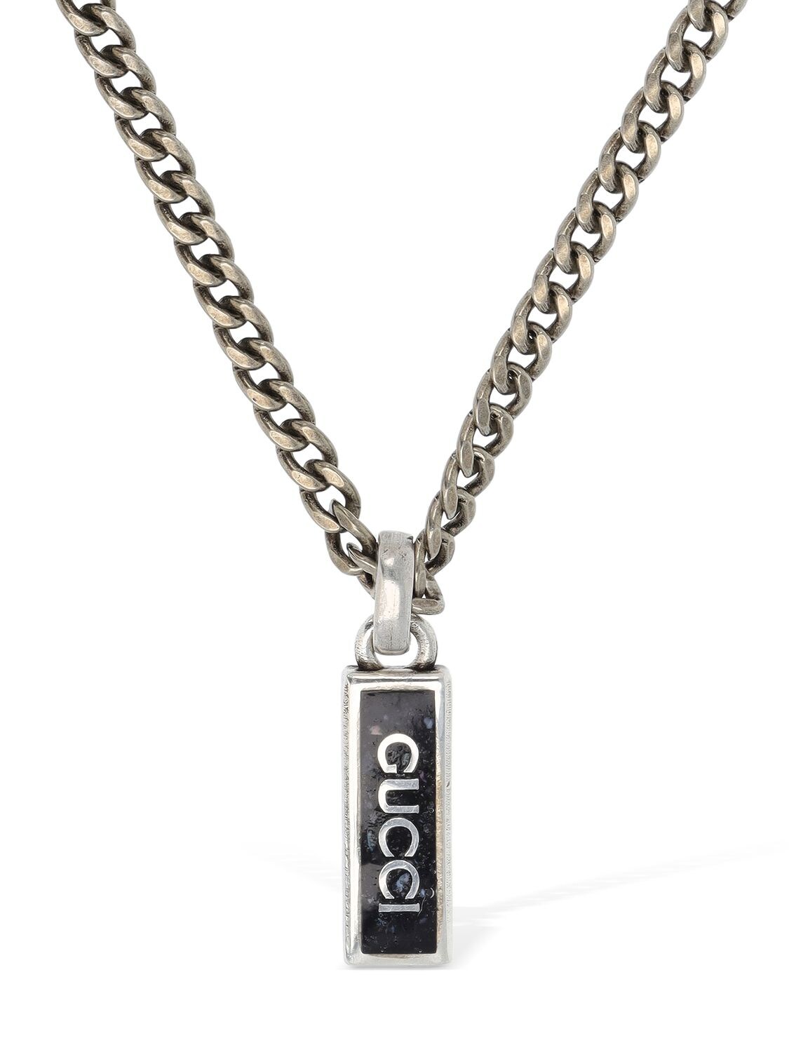 Gucci - Interlocking g chain necklace - Silver/Black | Luisaviaroma