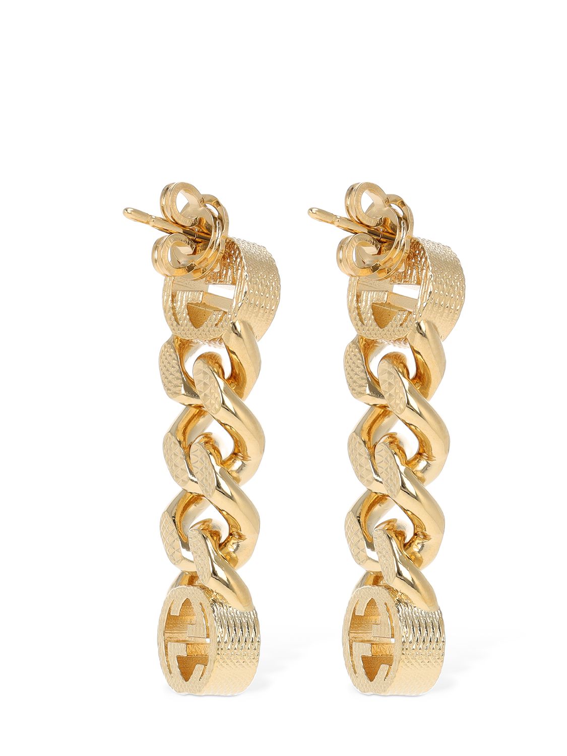 Gucci Interlocking G Chain Earrings In Gold ModeSens