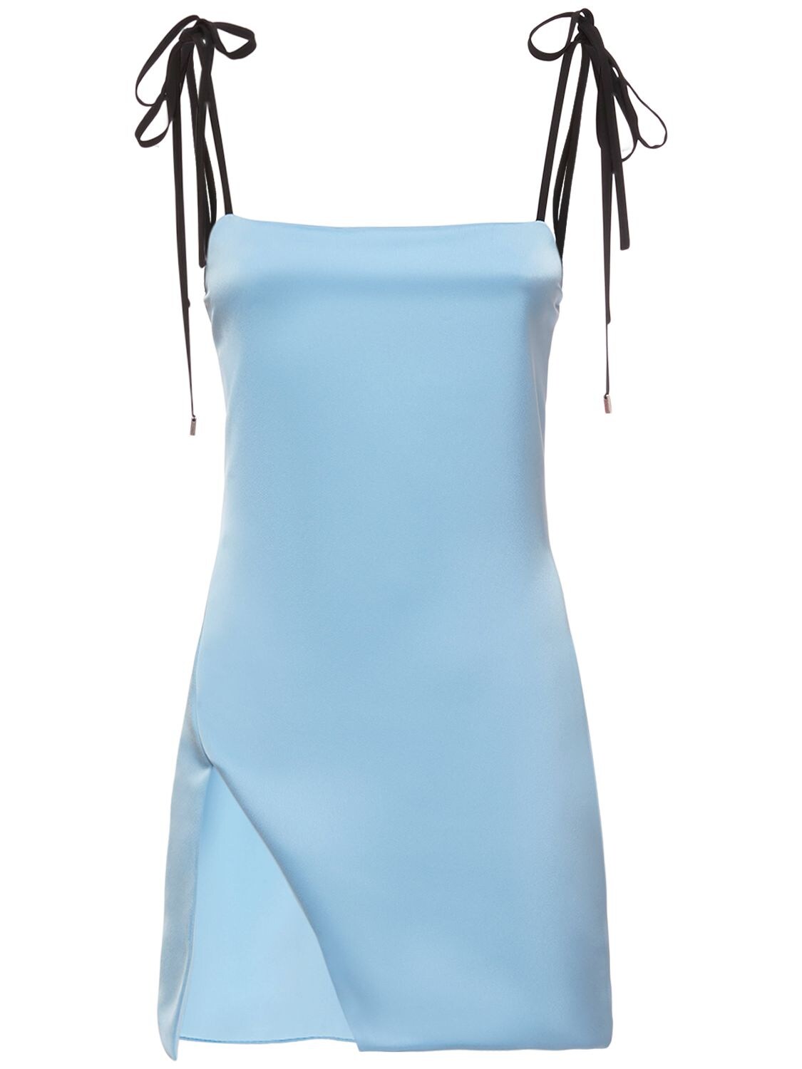 Attico Light Blue Mini Dress With Knotted Straps In Baby Blue | ModeSens