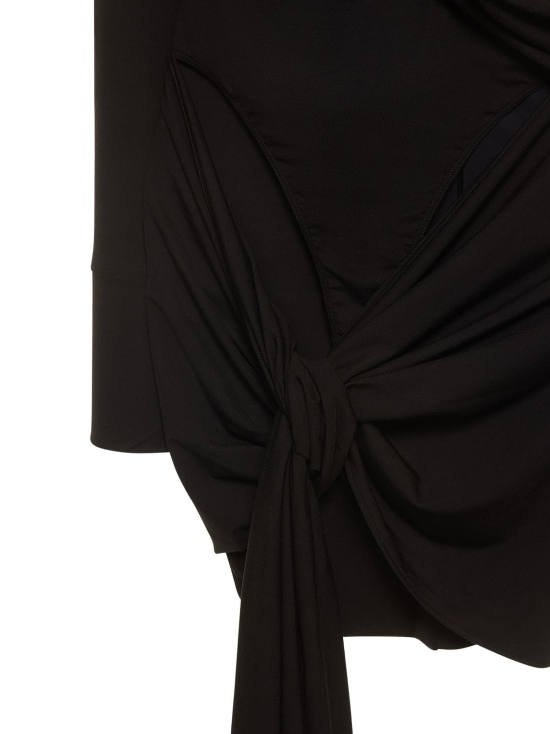 Shop Attico Draped Rayon Blend Jersey Mini Dress In Black