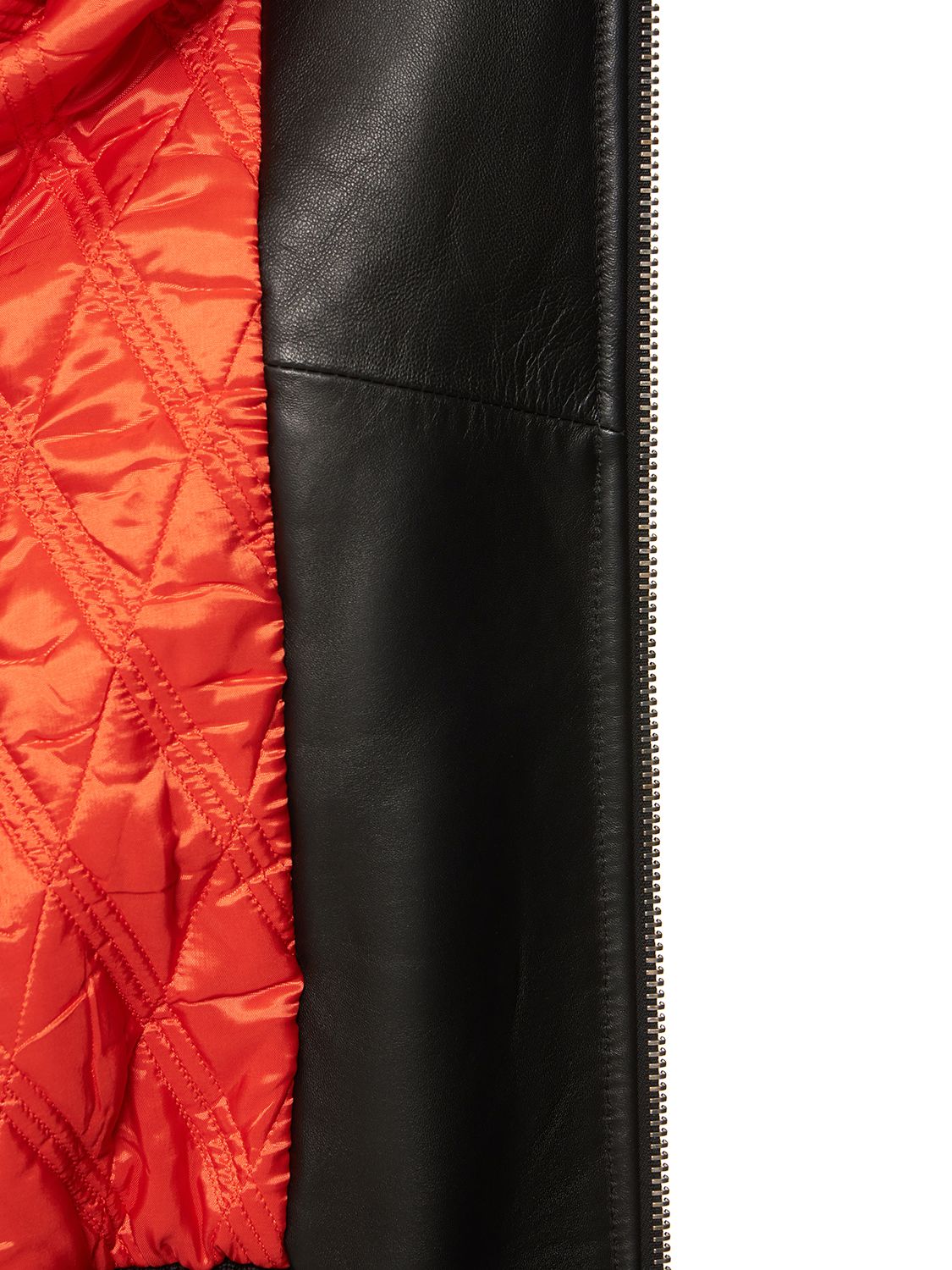 Shop Attico Anja Napa Leather Bomber Jacket In Black