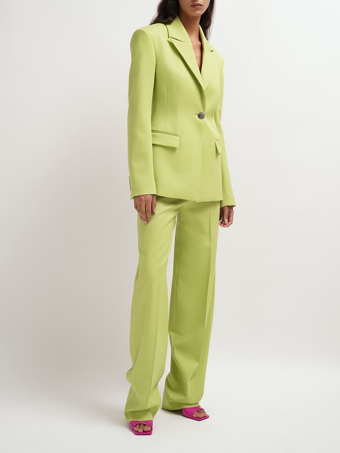 Attico Single-breasted Stretch-wool Blazer In Green