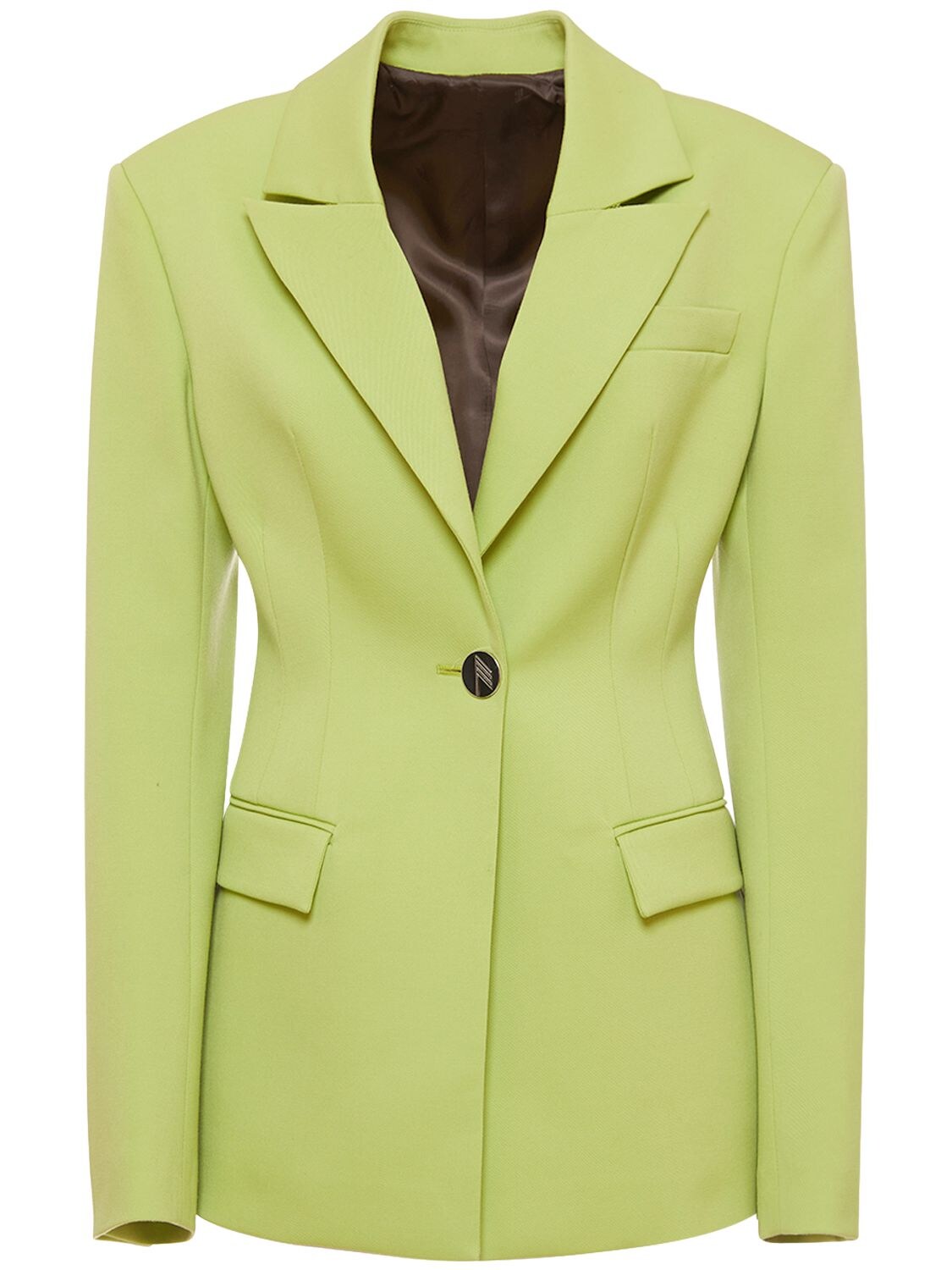 Attico Single-breasted Stretch-wool Blazer In Green