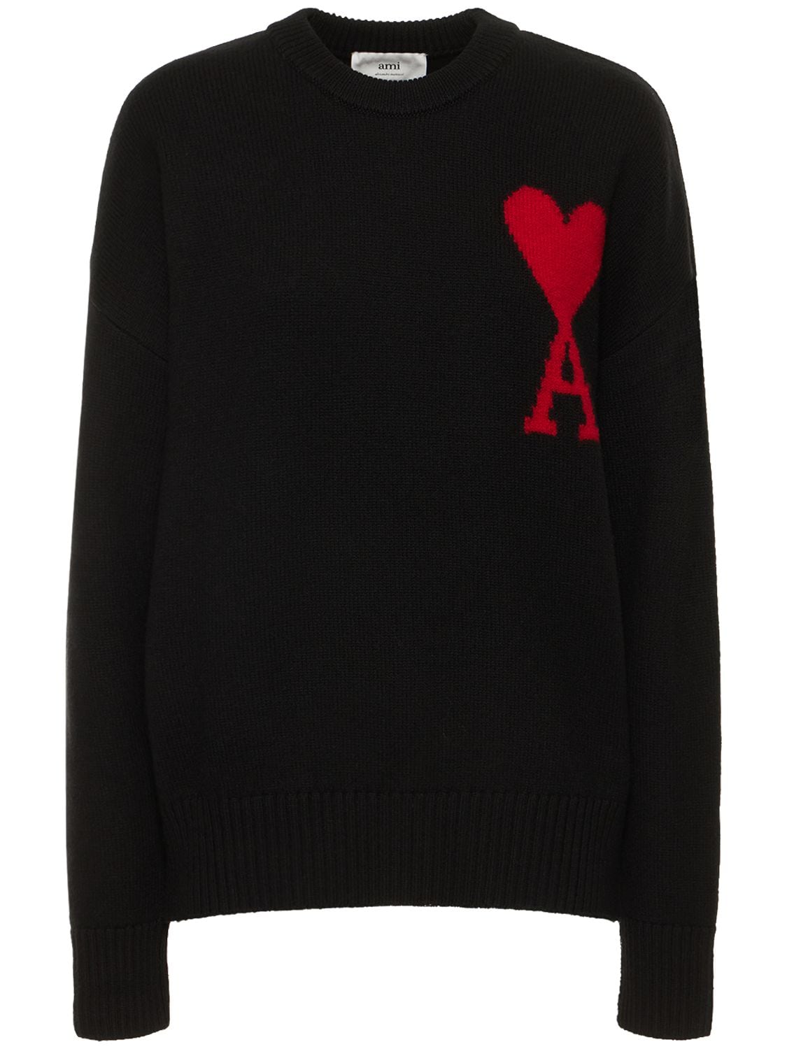 AMI PARIS Logo Felted Wool Sweater