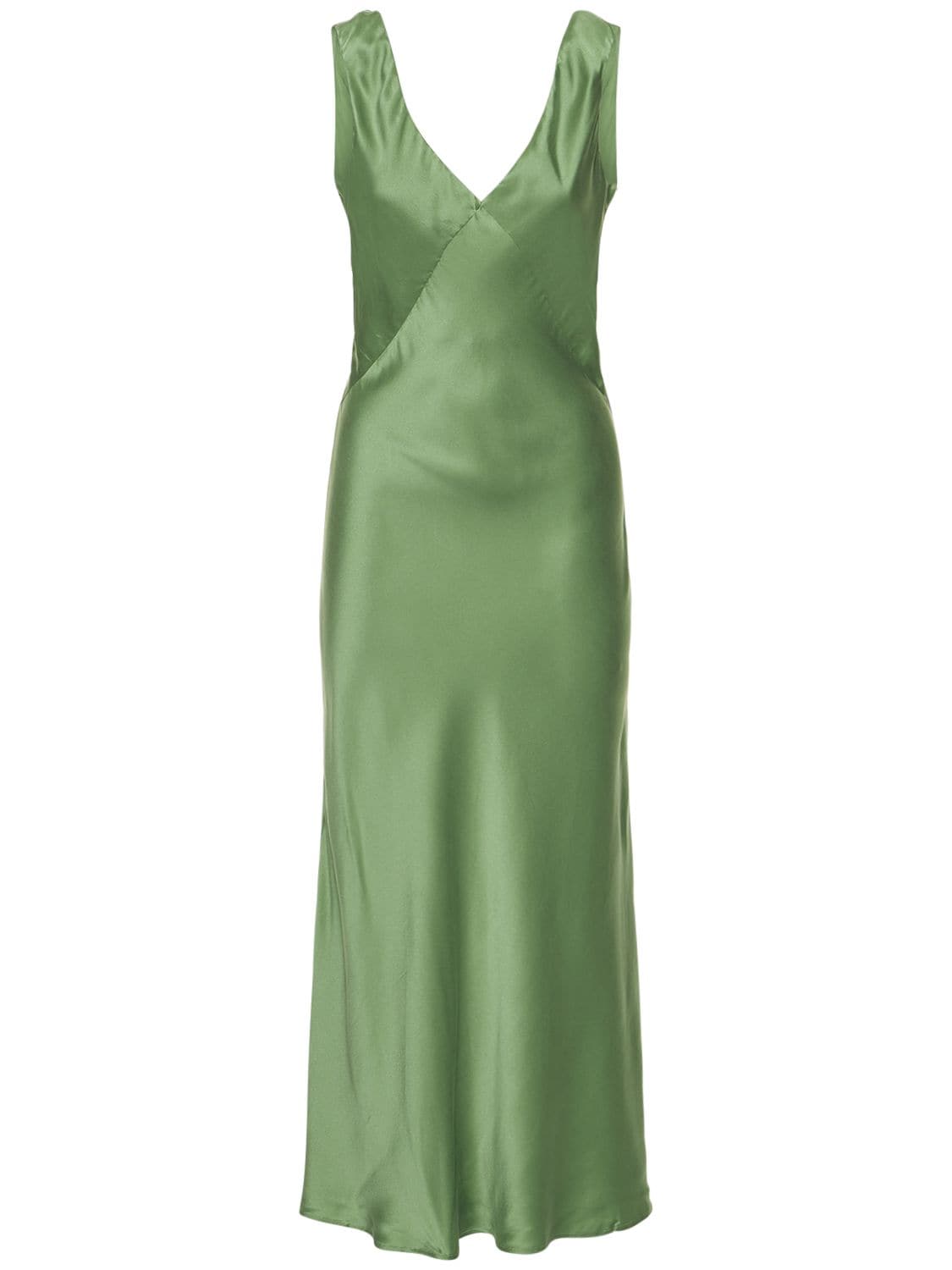 Asceno - The bordeaux satin long dress - Green | Luisaviaroma