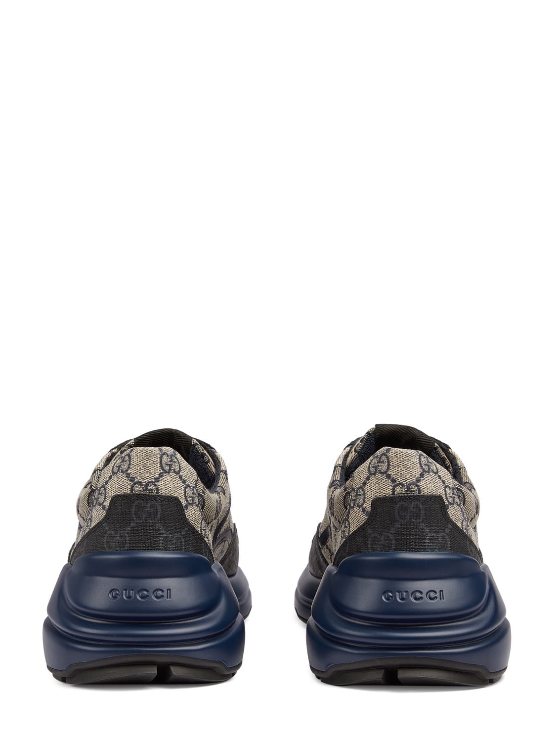 Shop Gucci 50mm Gg Rhyton Sneakers In Beige,blue