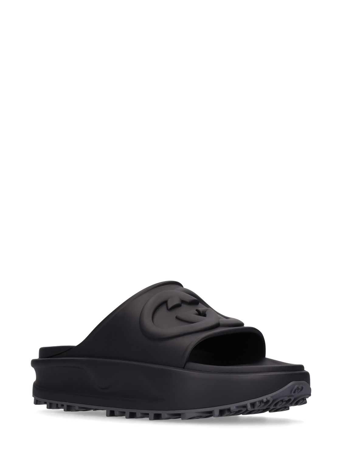 Shop Gucci Miami Rubber Slide Sandals In Black