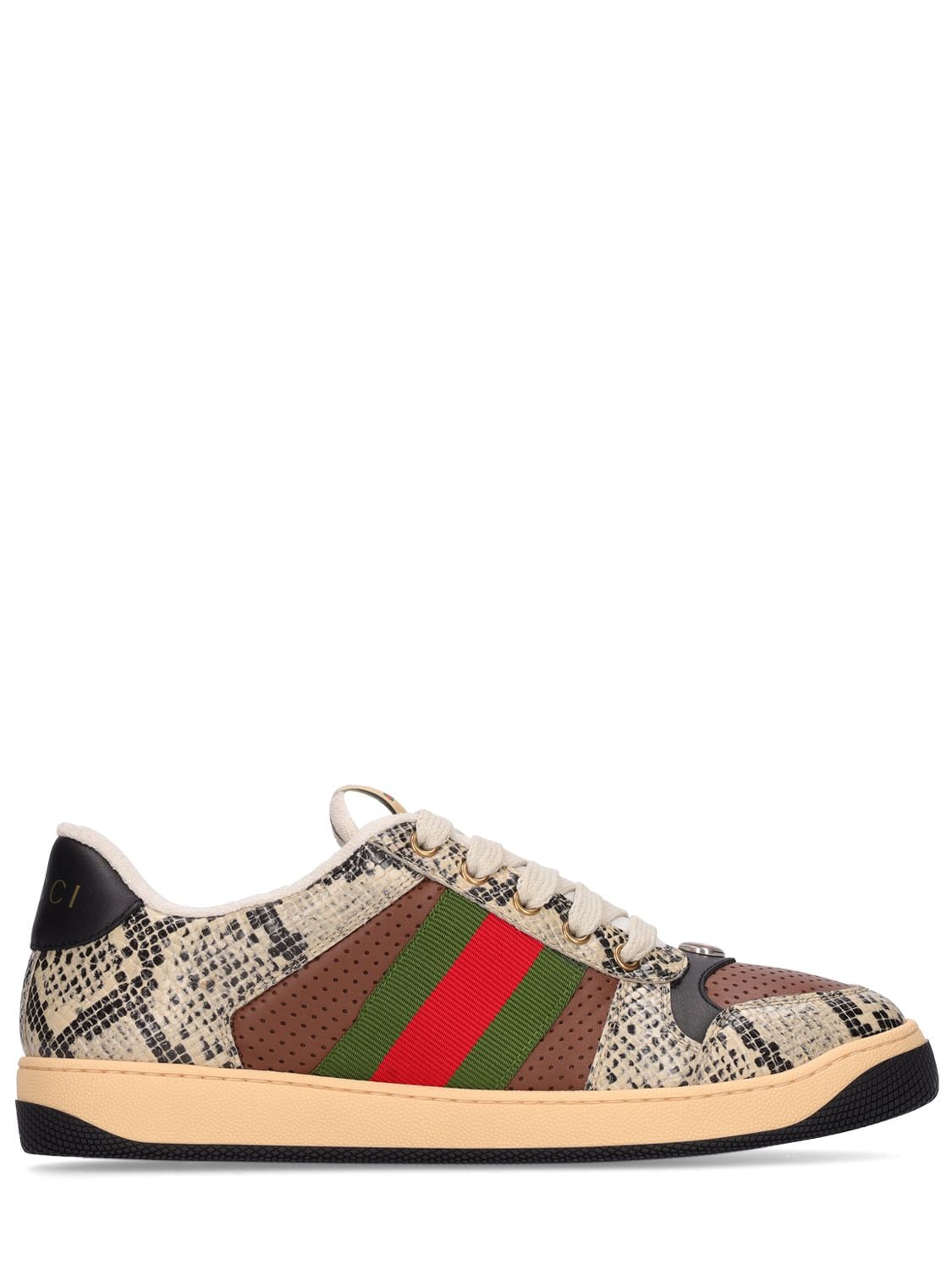 GUCCI Screener Python Print Leather Sneakers | Closet