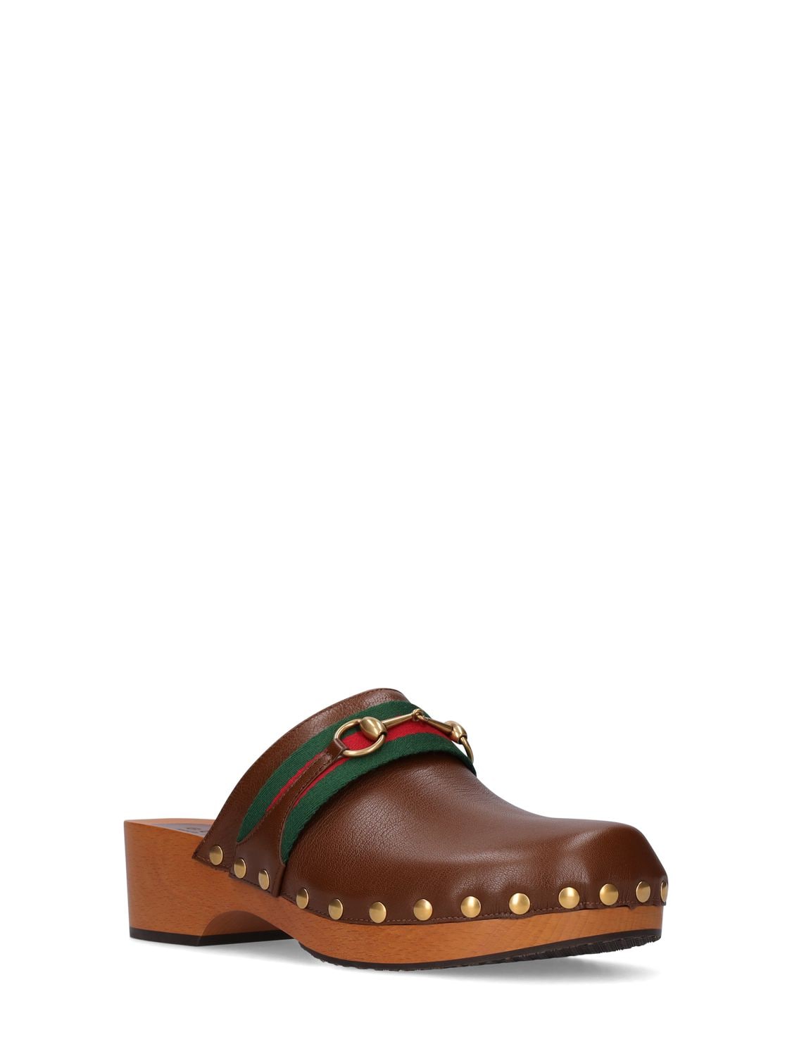Shop Gucci Leather Slide Sandals In Brown Sugar