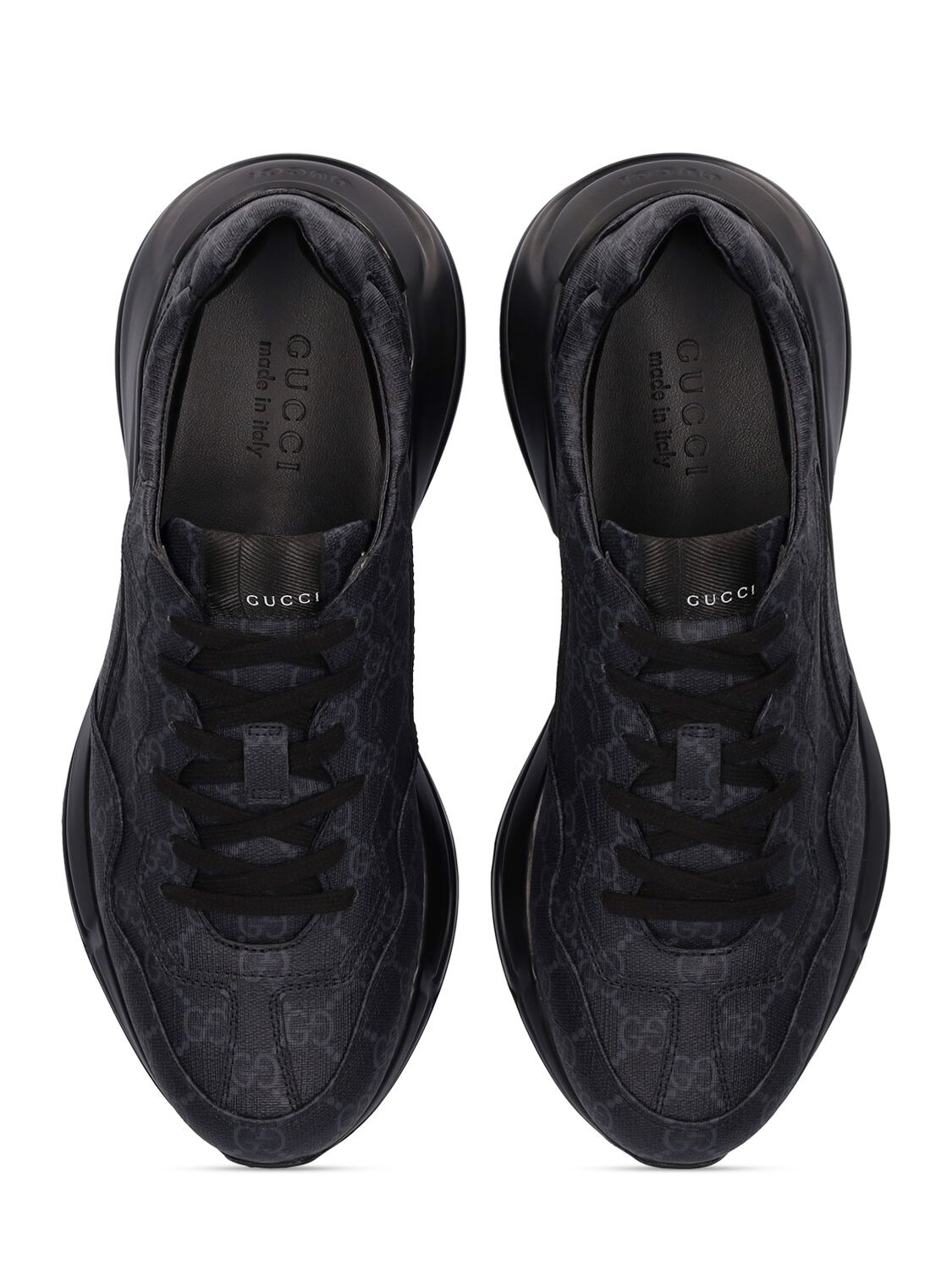 Shop Gucci Rhyton Gg Canvas Sneakers In Black
