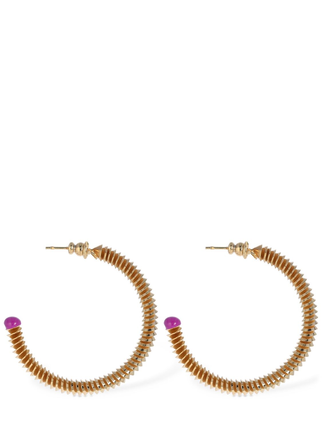 Shop So-le Studio Loop Small Enamel Earrings In Gold,purple