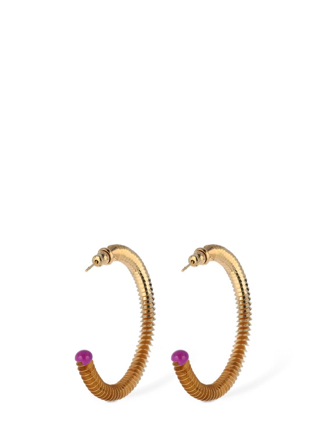 Shop So-le Studio Loop Small Enamel Earrings In Gold,purple