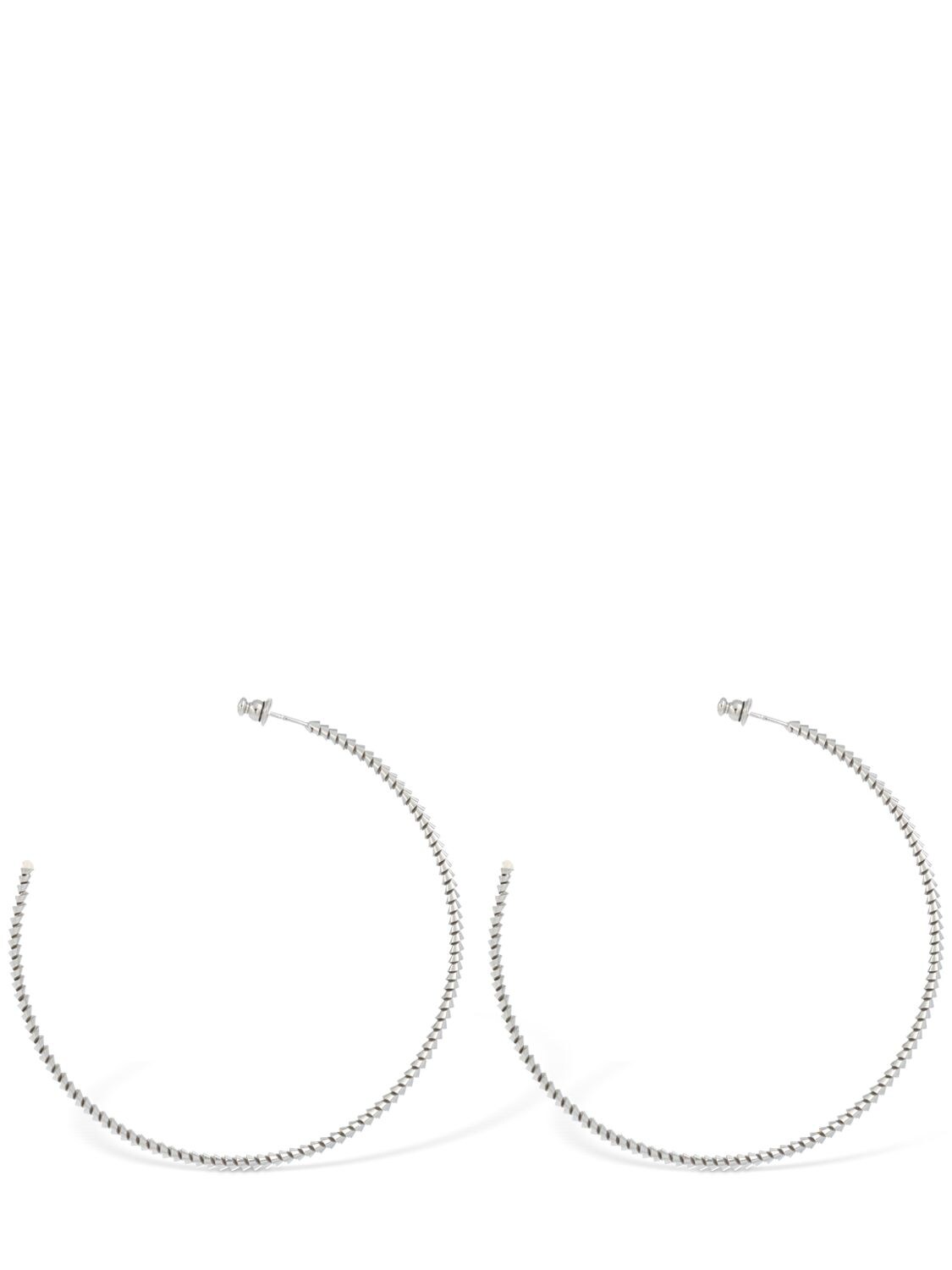 Shop So-le Studio Loop Large Enamel Earrings In Palladium,white