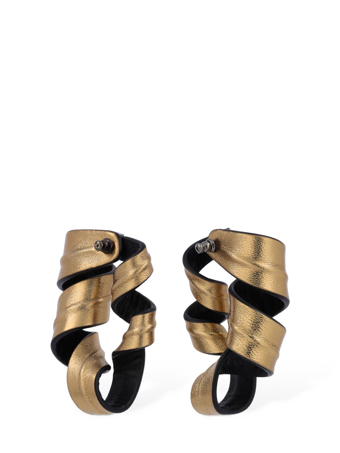 Shop So-le Studio Nastro Leather Stud Earrings In Gold