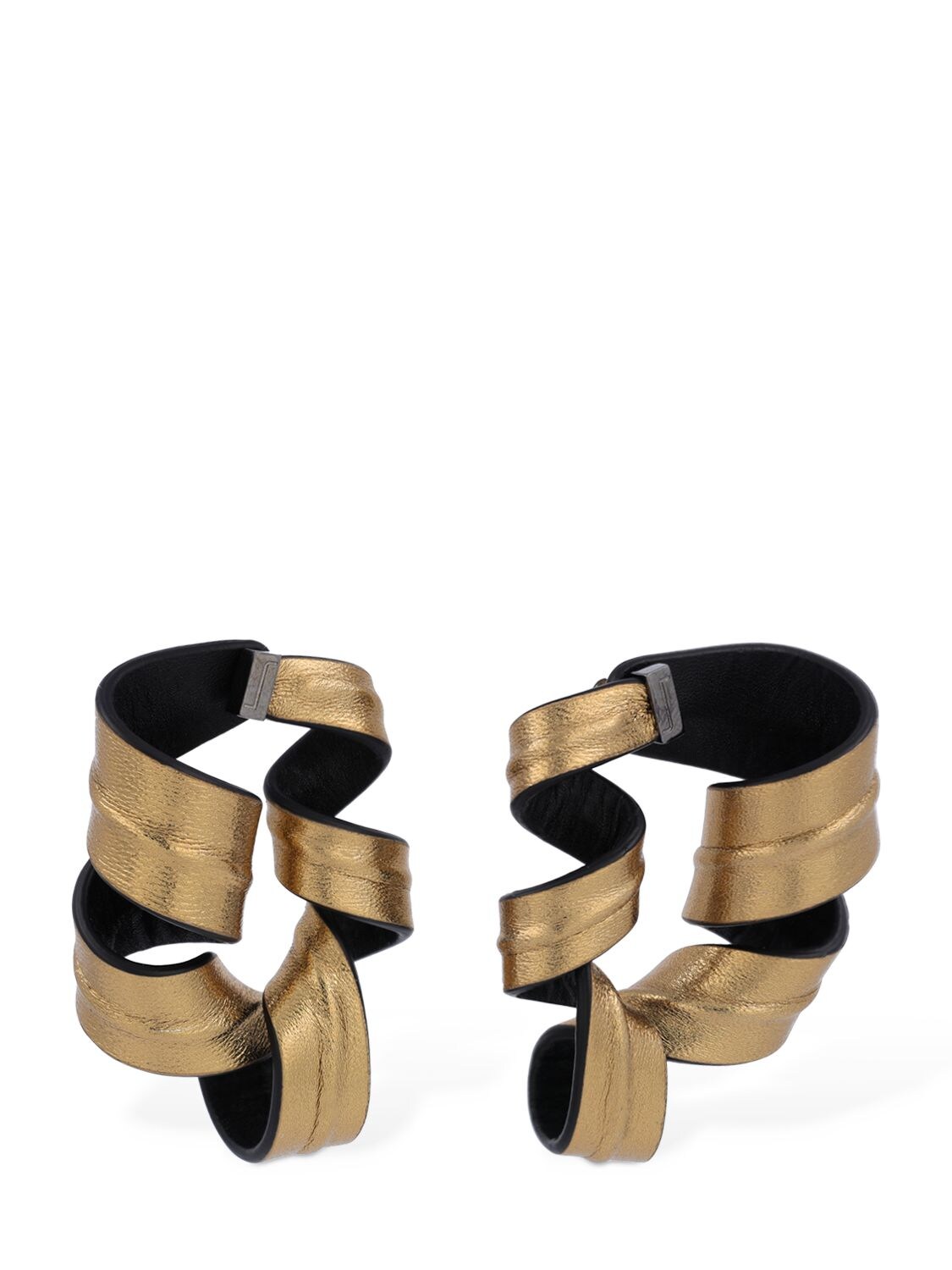 Shop So-le Studio Nastro Leather Stud Earrings In Gold