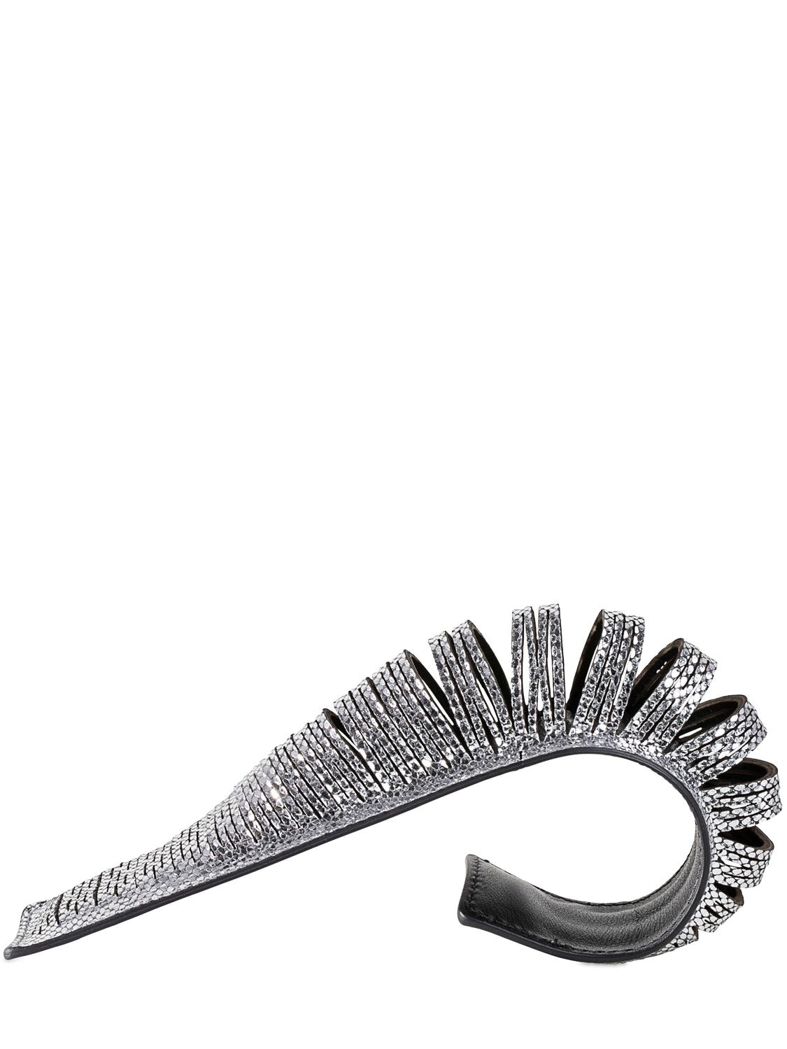 Shop So-le Studio Spin Leather Rigid Bracelet In Silver