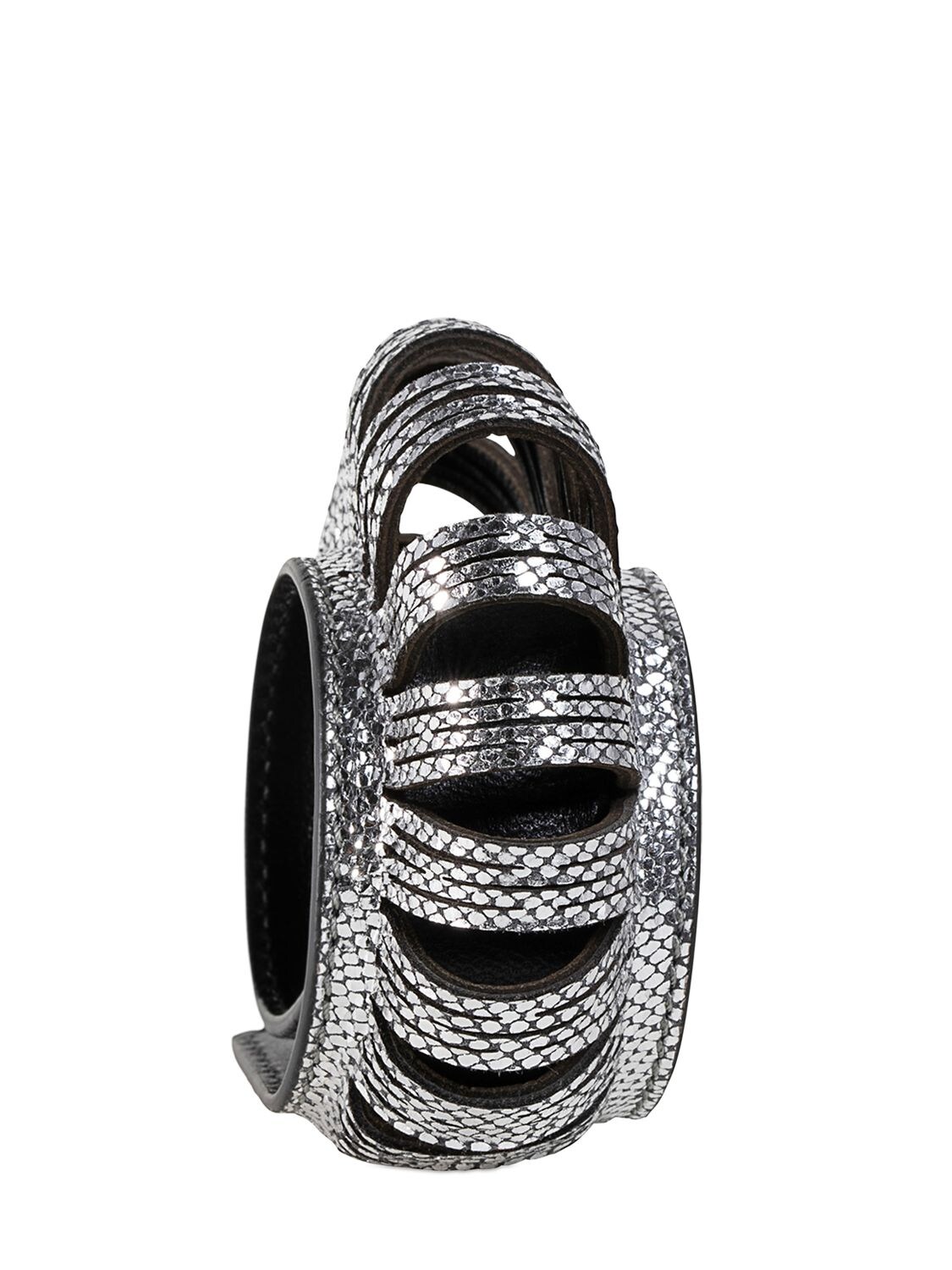 Shop So-le Studio Spin Leather Rigid Bracelet In Silver
