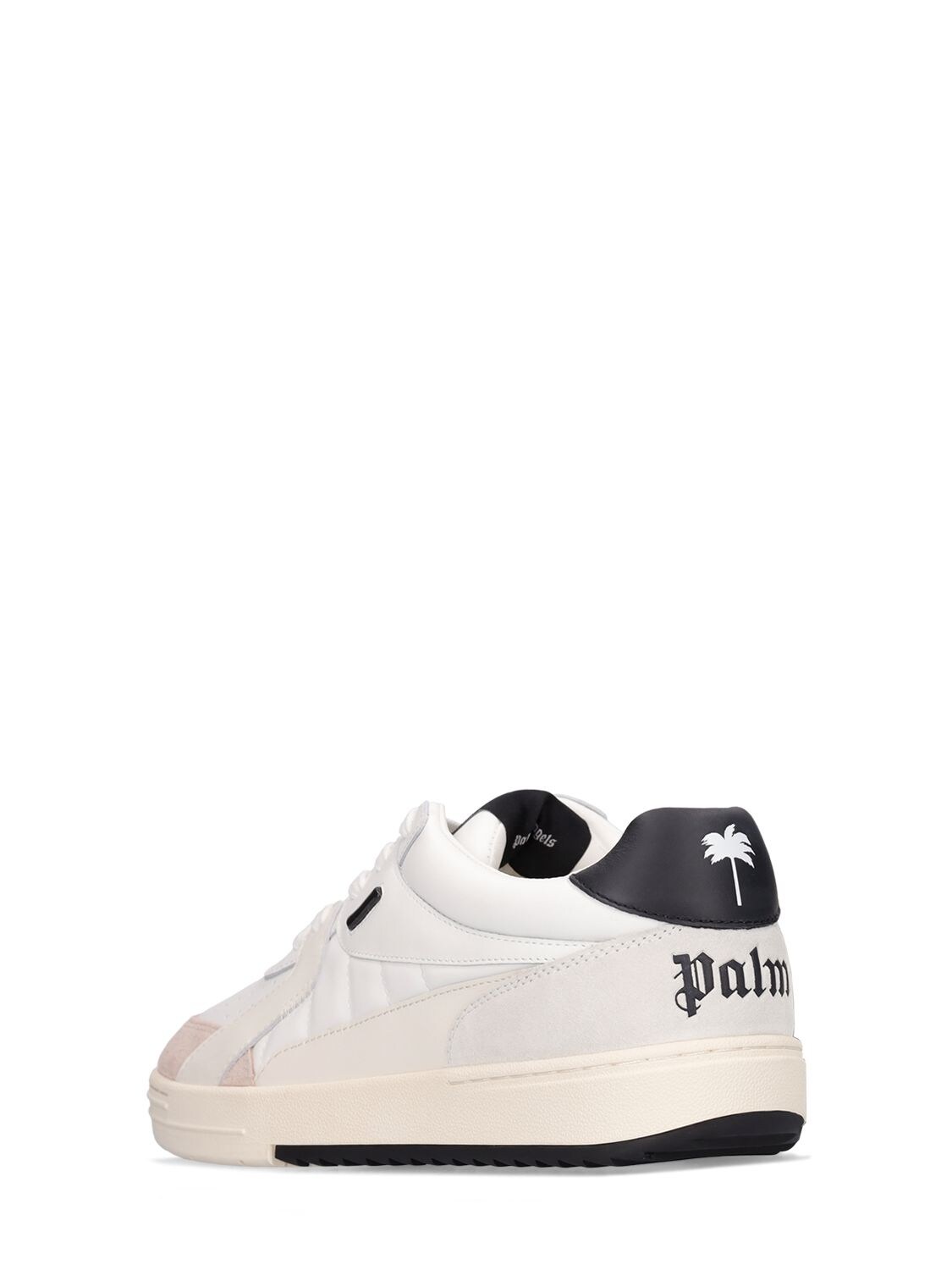 Shop Palm Angels Palm University Leather Low-top Sneakers In White,black